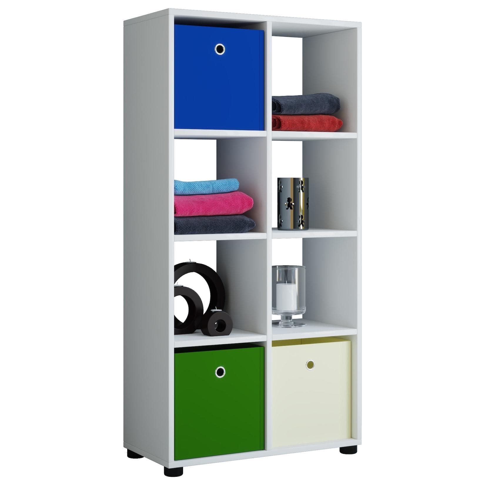 VCM Standregal Benas 2x4 Weiß Holzstruktur-Nachbildung