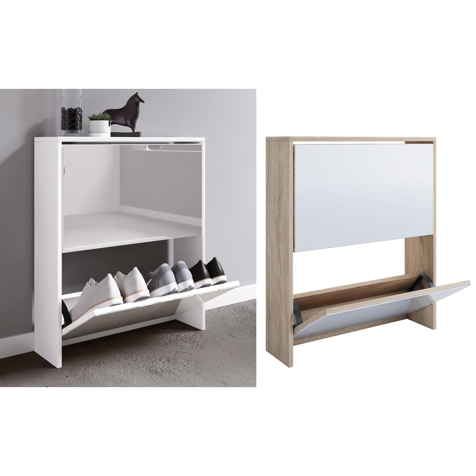 VCM Schuhschrank Stido L Honig-Eiche mit Spiegel