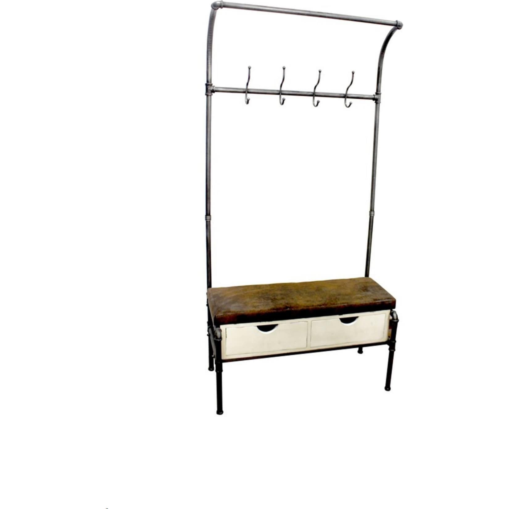 HTI-Line Garderobe Steampunk Metall mit 4 Haken und 2 Schubkästen