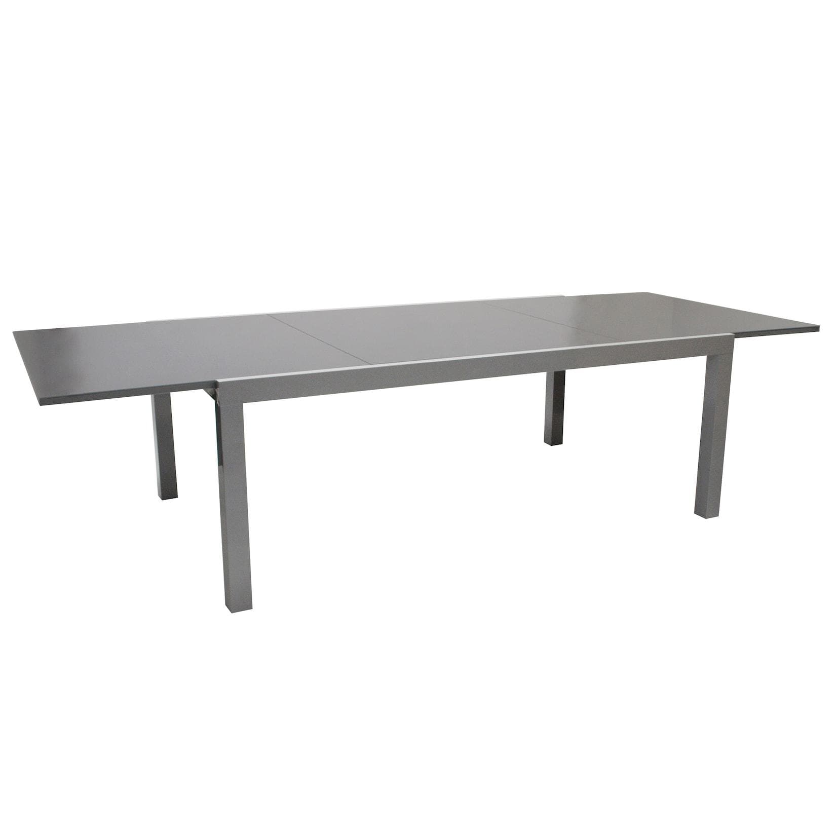 DEGAMO Ausziehtisch MARINA Aluminium Glas Silbergrau