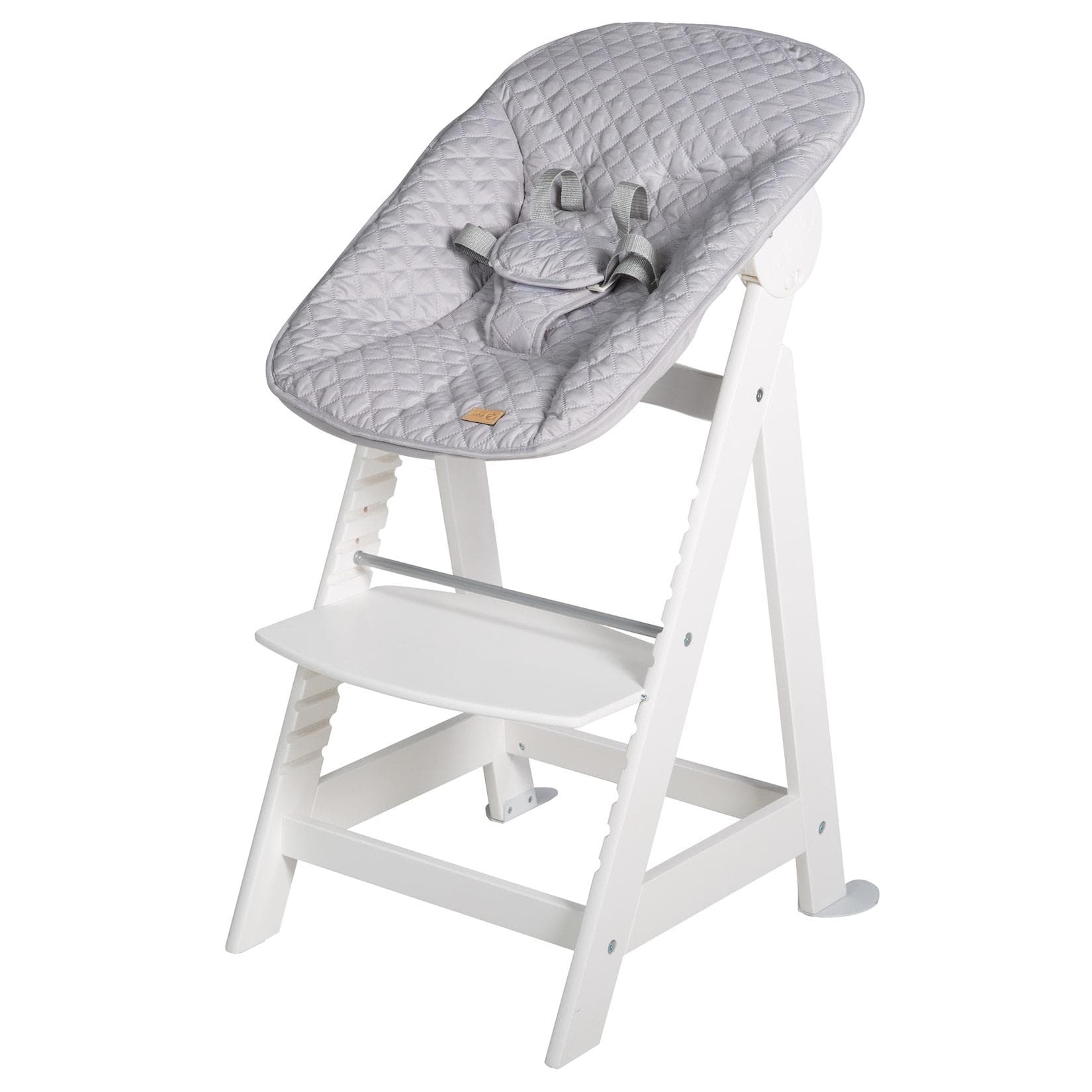 Roba Treppenhochstuhl Born Up 2in1 Set mit Neugeborenen-Aufsatz Grau/Weiß