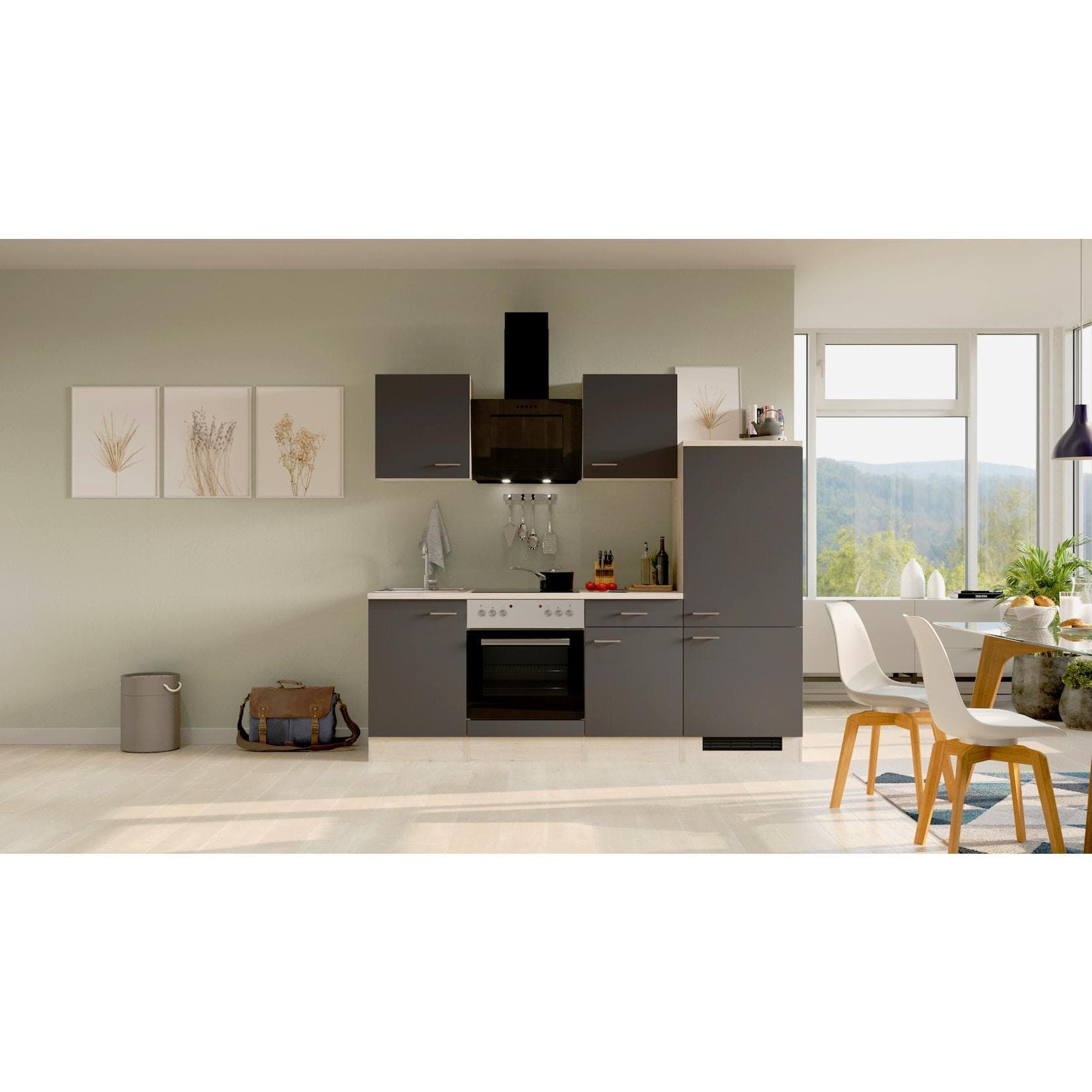 Flex-Well Küchenzeile Stauraumwunder 220cm Weiß