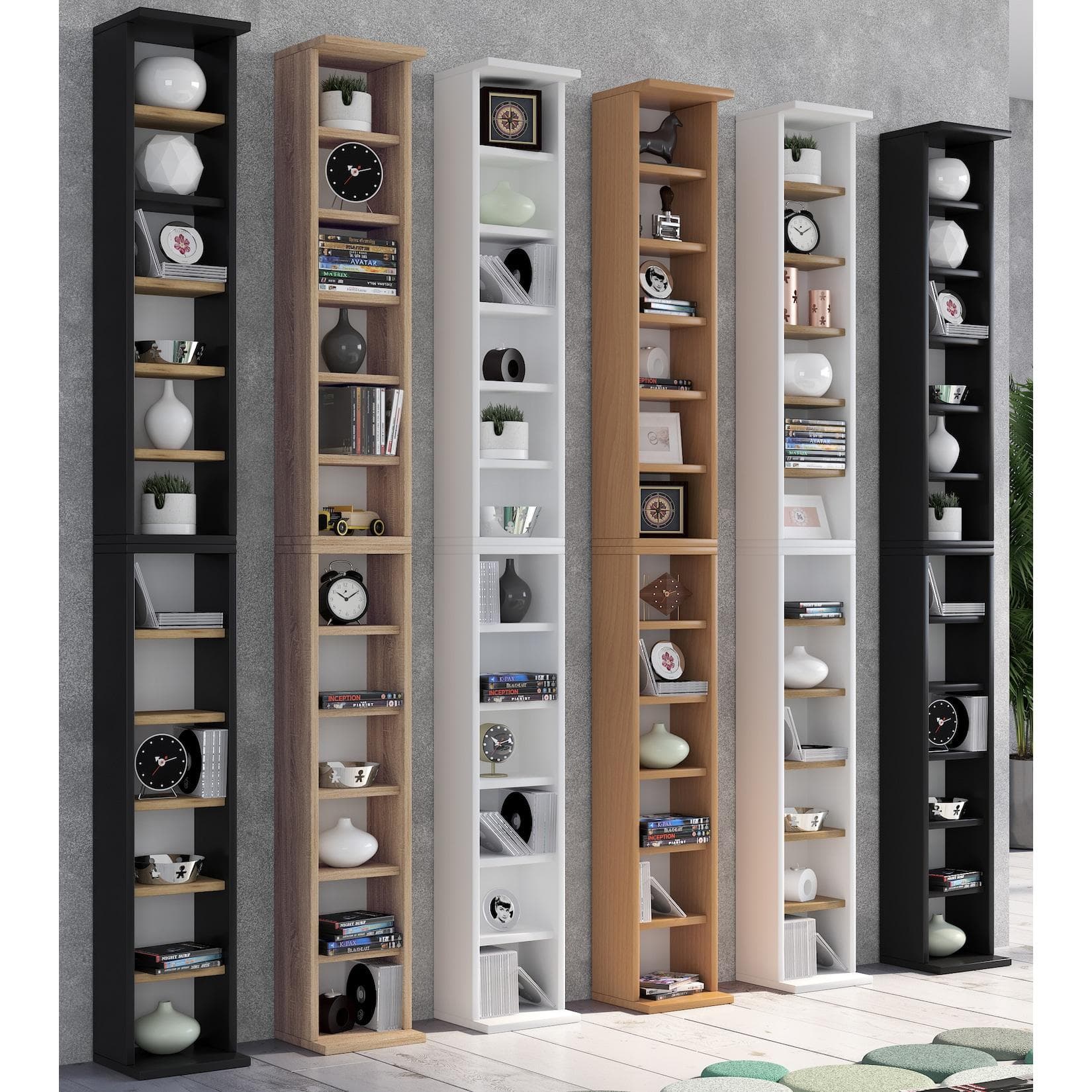 VCM Holzregal Bigol CD Schrank Anthrazit Honigeiche