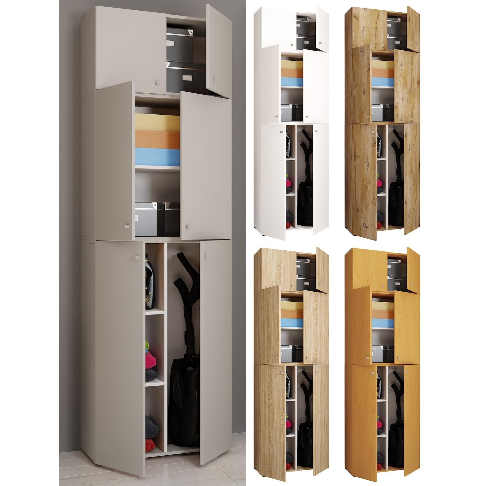 VCM Mehrzweckschrank Lona A Weiß Holz