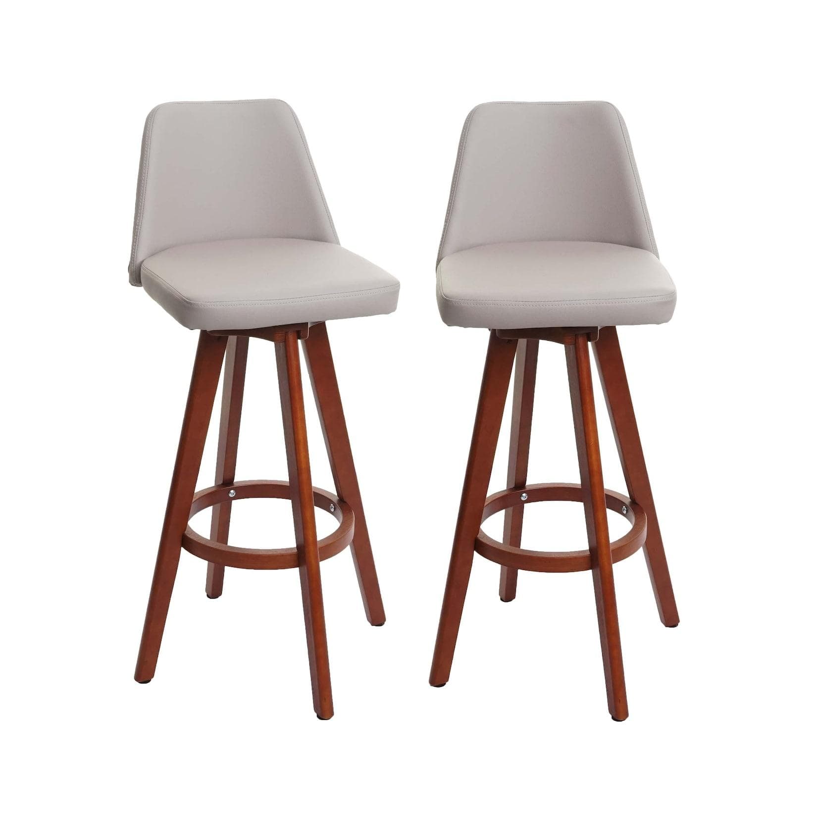 MCW 2er-Set Barhocker MCW-C43 Taupe Holz Kunstleder drehbar