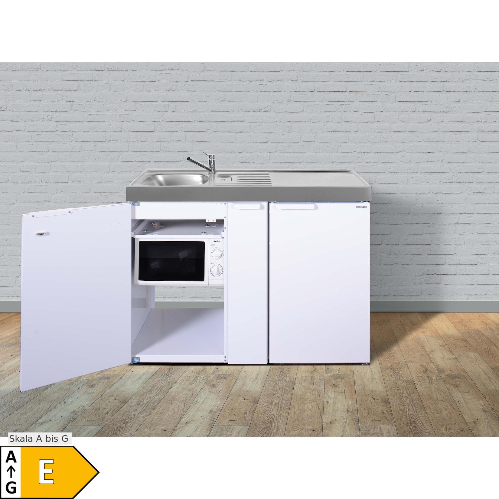 Stengel Küchen Kitchenline MKM 120 A Mini-Metall-Küche Weiß Ohne Kochfeld