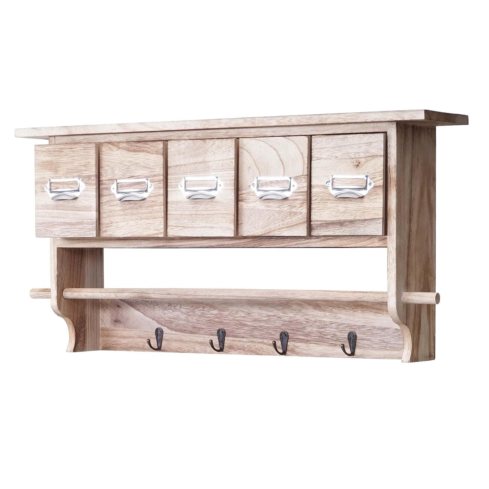 MCW Wandgarderobe Vintage mit 5 Schubladen Natur