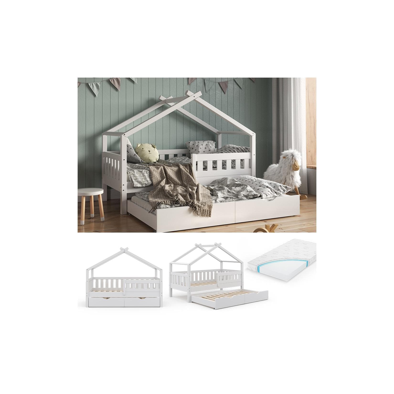 VitaliSpa Design Kinderbett Weiß Massivholz Bettenhaus