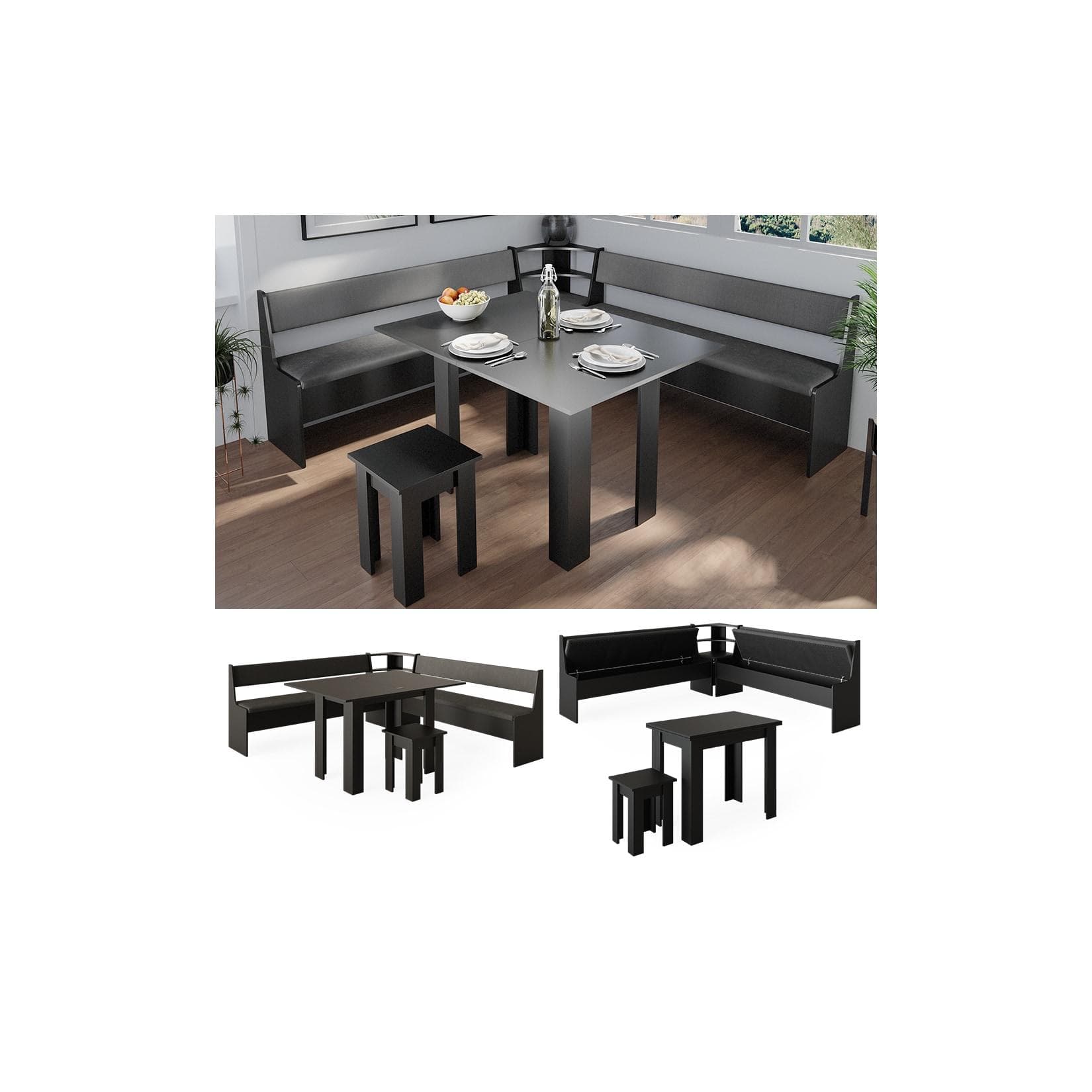 Vicco Eckbankgruppe Roman Schwarz Modern