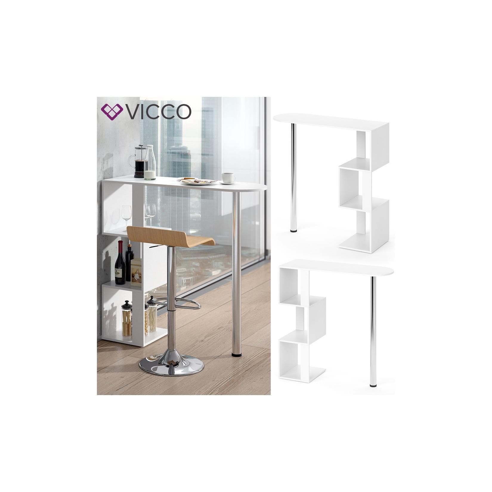 VICCO Bartisch VINCENT Weiß Modernes S-Design