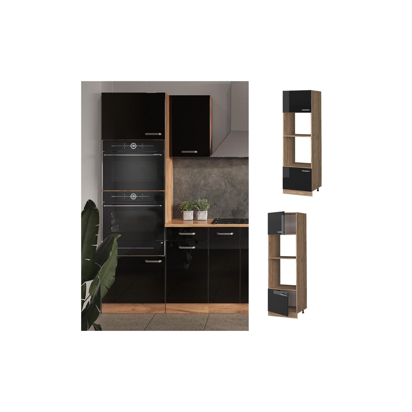 Vicco Mikrowellenschrank R-Line Eiche Schwarz Modern