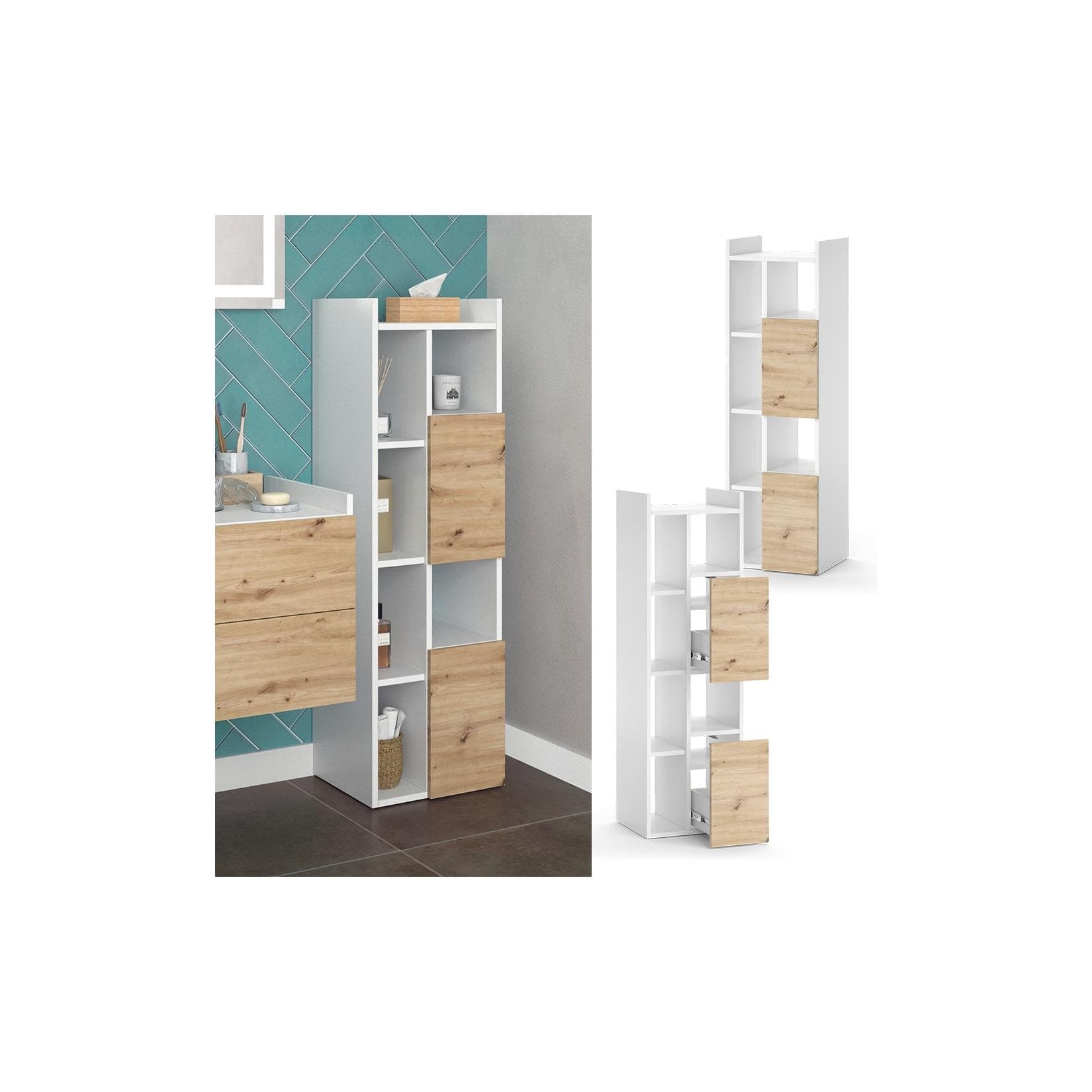 Vicco Hochschrank Alf Weiß Artisan Eiche Badezimmer Badschrank