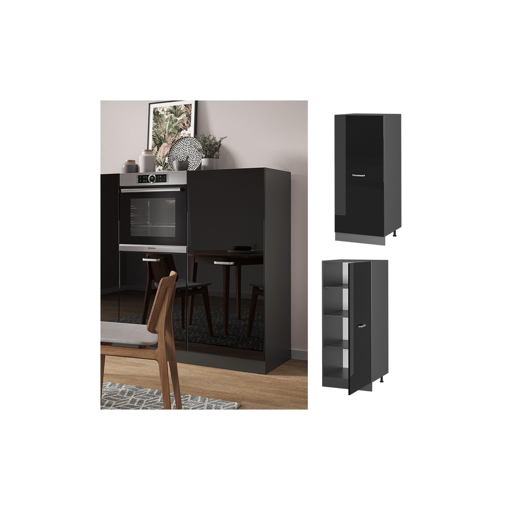 Vicco Vorratsschrank R-Line Anthrazit Schwarz Modern Große Tür