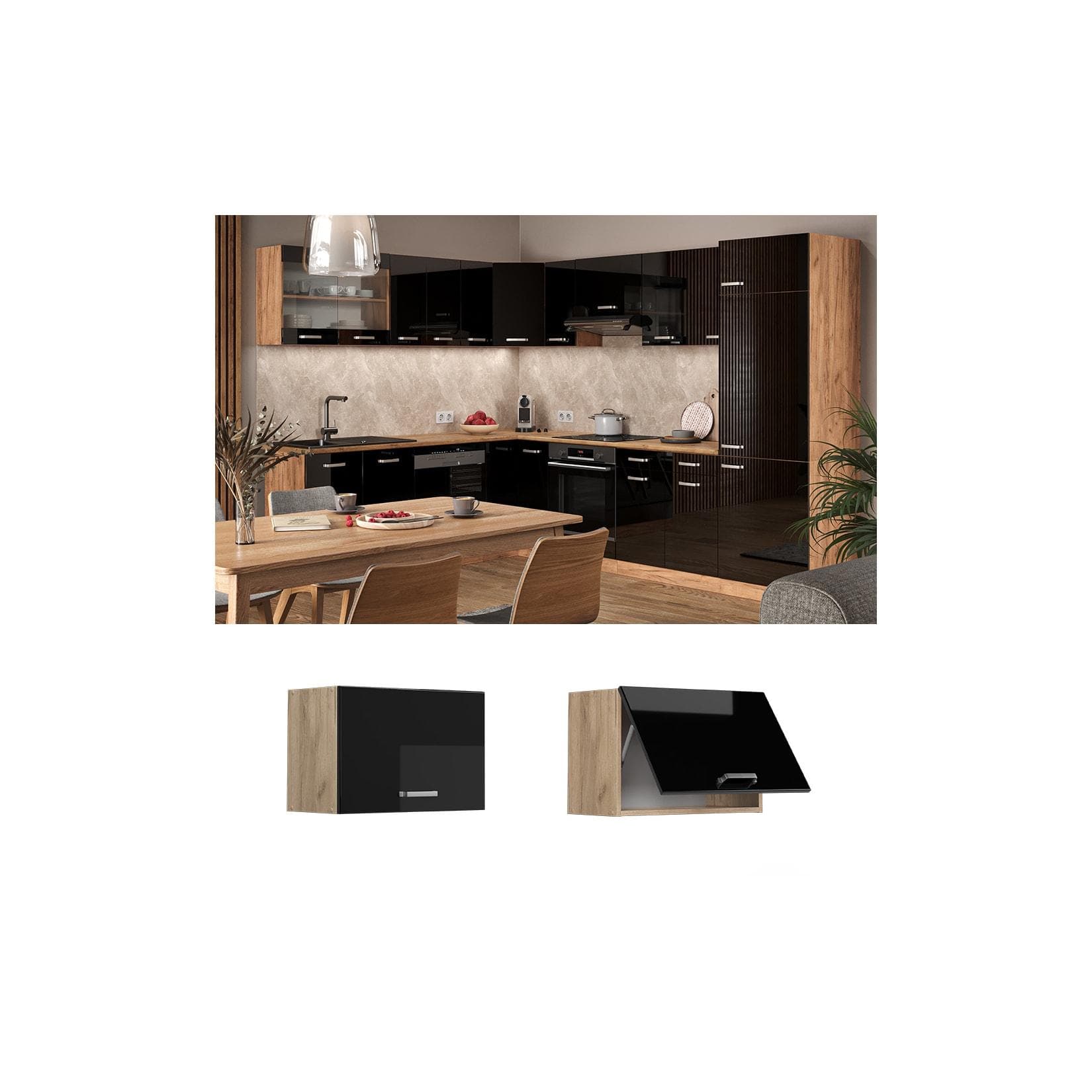 Vicco Hängeschrank R-Line Eiche Schwarz Modern