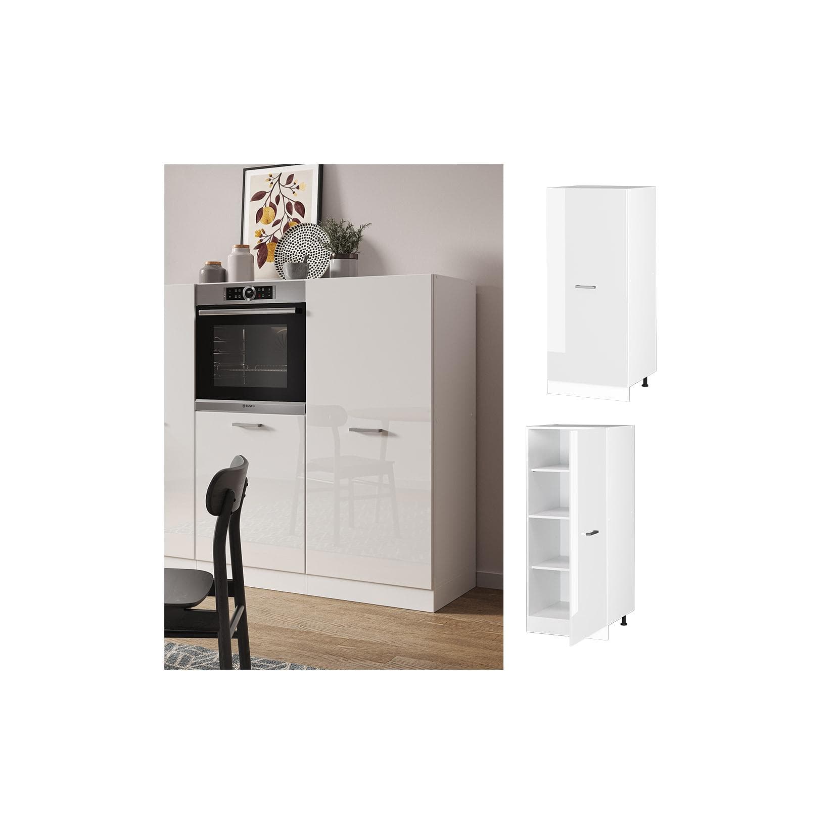 Vicco Backofenumbauschrank 60 cm Weiß Hochglanz R-Line