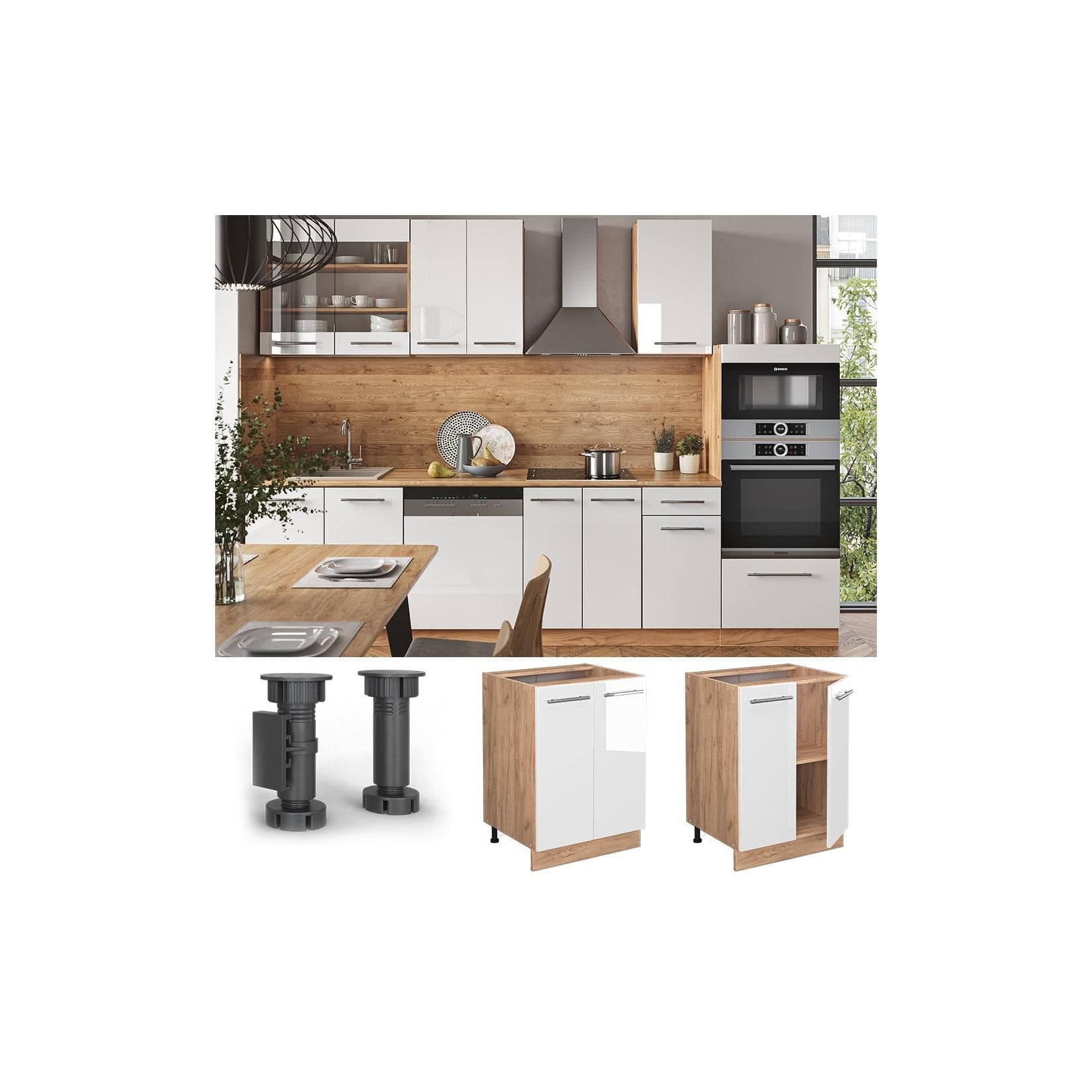 Vicco Unterschrank Küche Weiß Hochglanz 60 cm Fame-Line