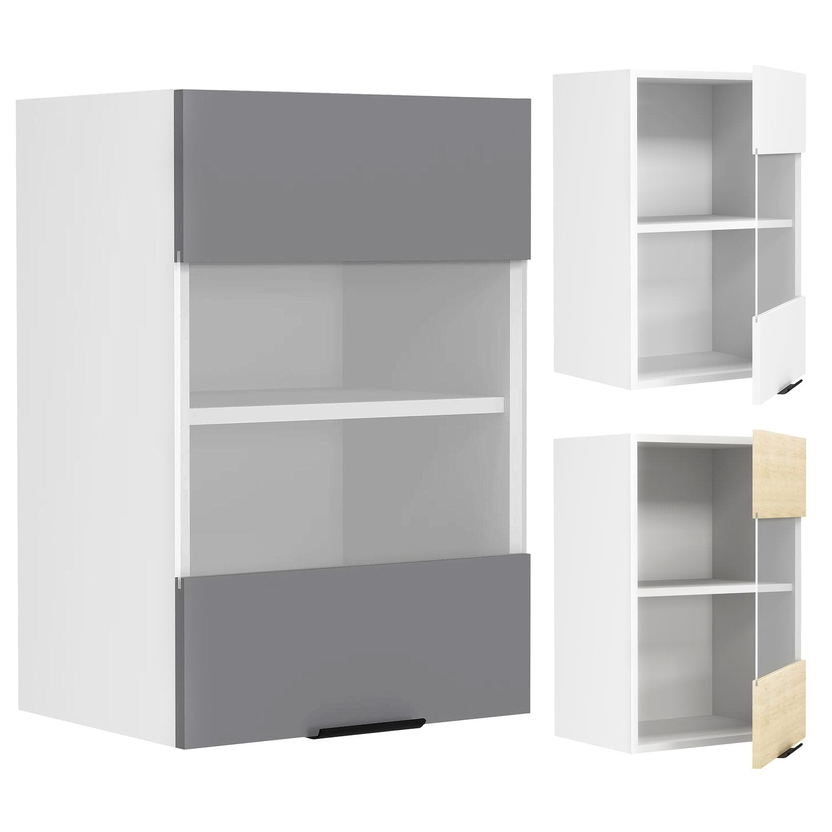 VCM Hängeschrank Küche Fasola Weiß Anthrazit Glas