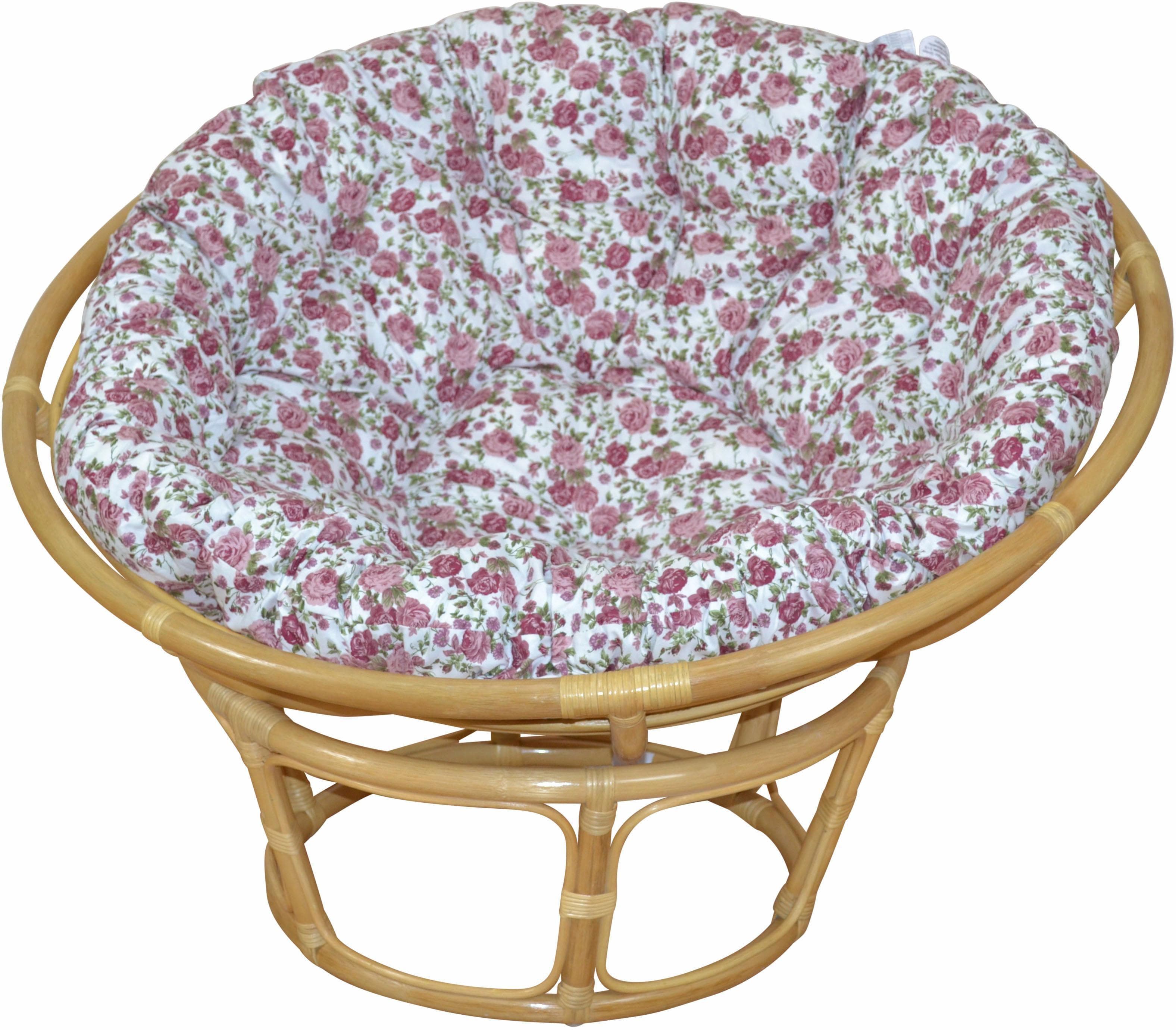 HOME AFFAIRE Rattanstuhl Papasansessel Beige/Rosa mit Sitzkissen