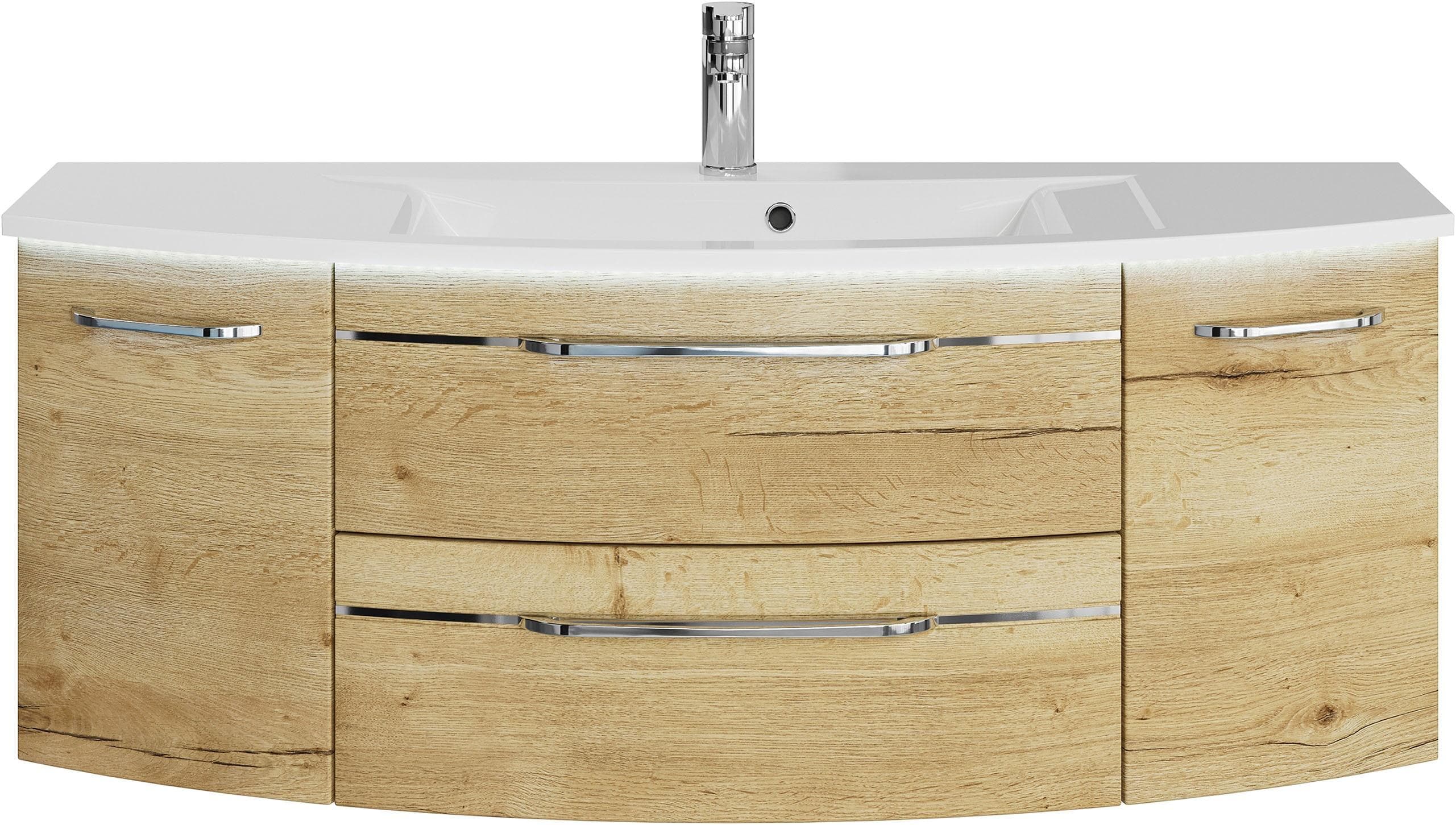 SAPHIR Waschtisch Set 131 cm Mineralmarmor Braun Weiß