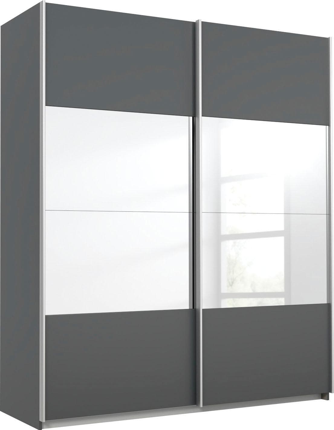 RAUCH Quadra Schwebetürenschrank Grau Metallic mit Spiegeln