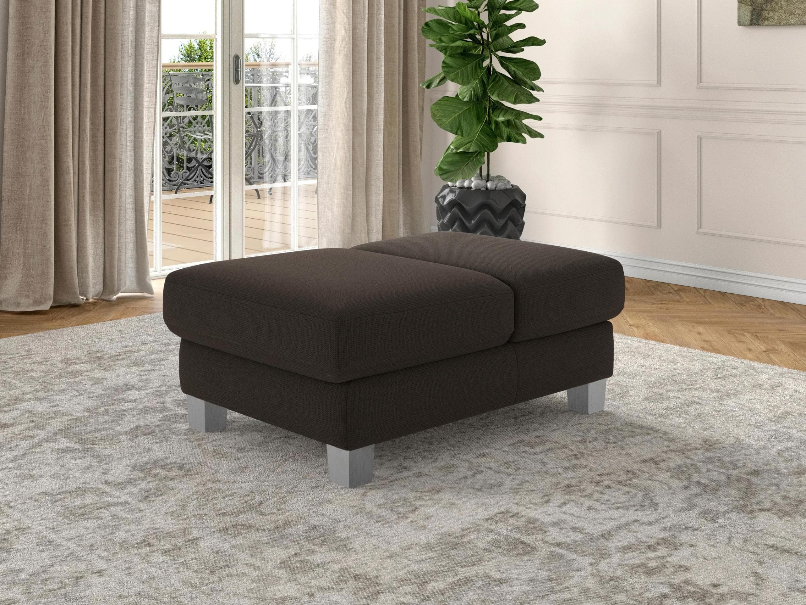 Sit & More Polsterhocker Dundee Braun mit Klappfunktion und Edelstahlfüßen