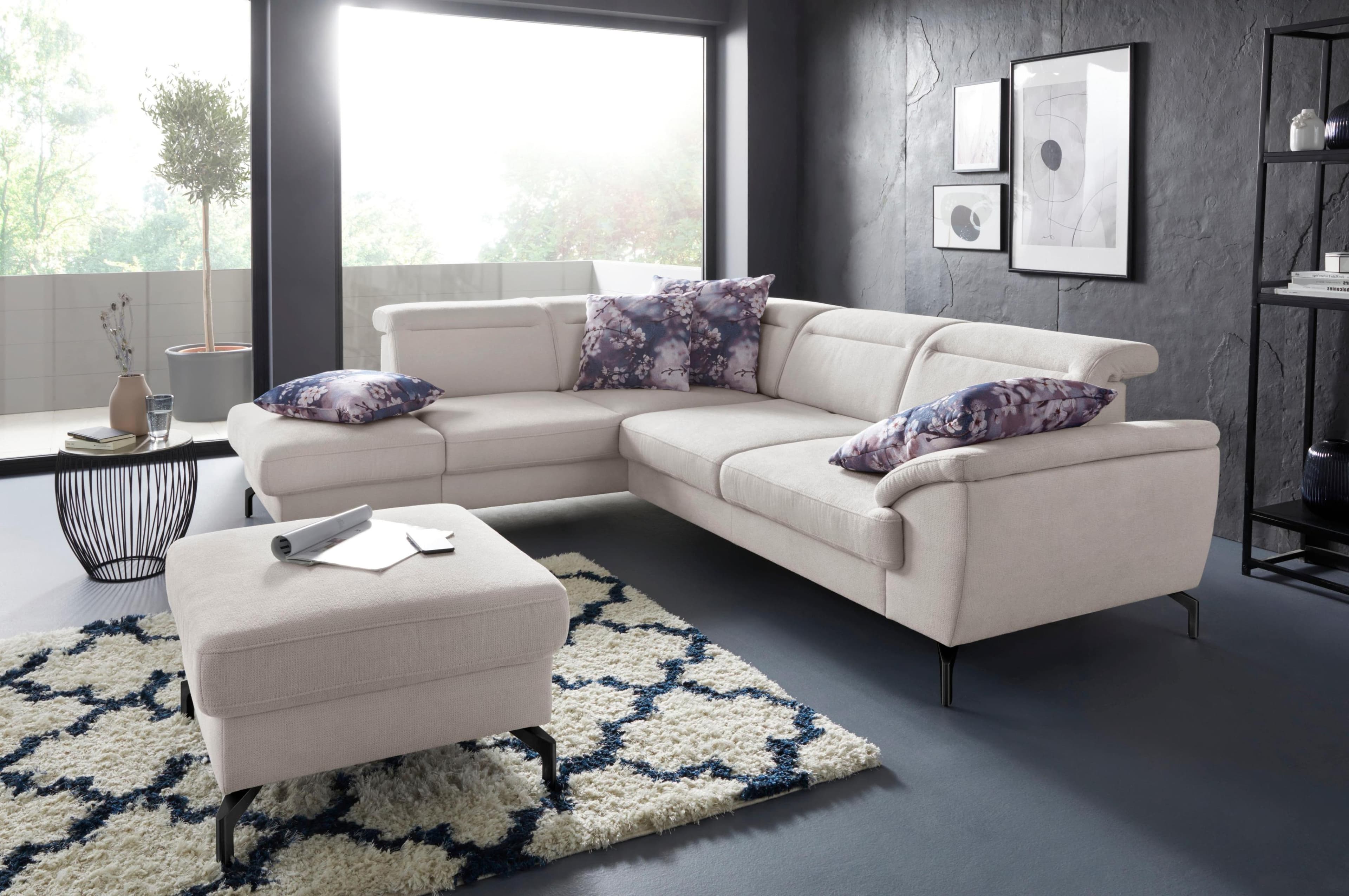 SIT & MORE Percy L-Form Ecksofa Beige Creme mit Sitztiefenverstellung