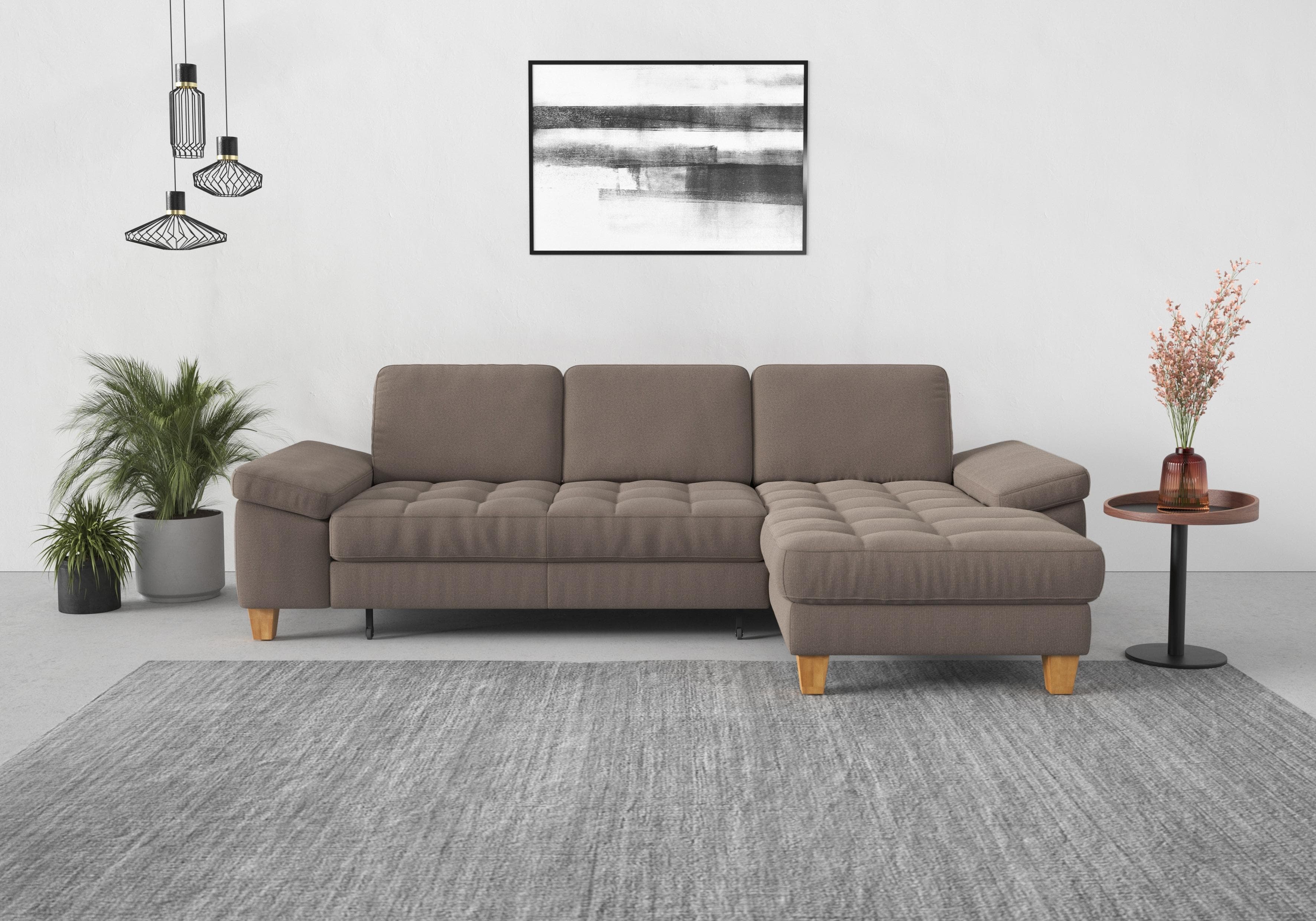 SIT & MORE Ecksofa Westham L-Form Taupe mit Bettfunktion und Recamiere