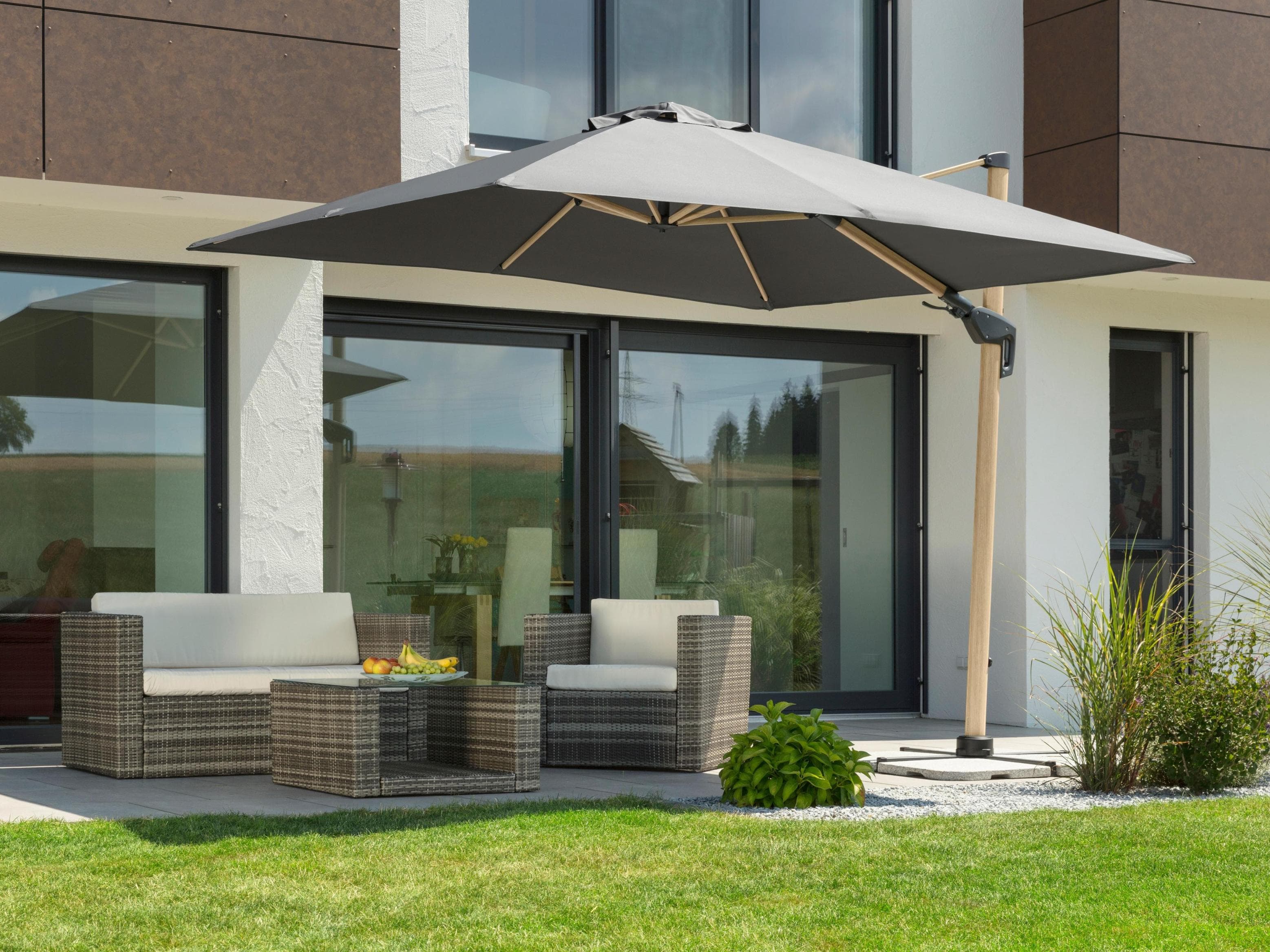 Ampelschirm Schneider Schirme Rhodos Twist Woody 300 cm Anthrazit Polyester
