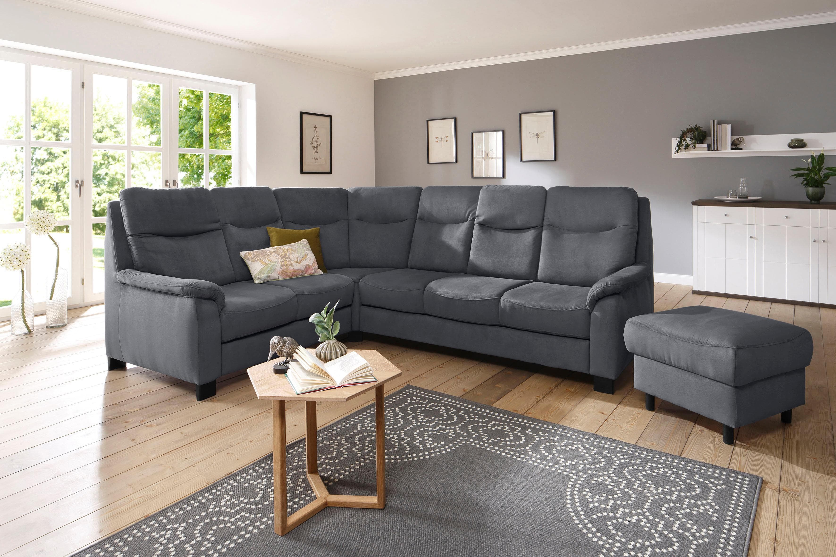 Home Affaire Ecksofa Boccaccio L-Form Grau mit Bettfunktion