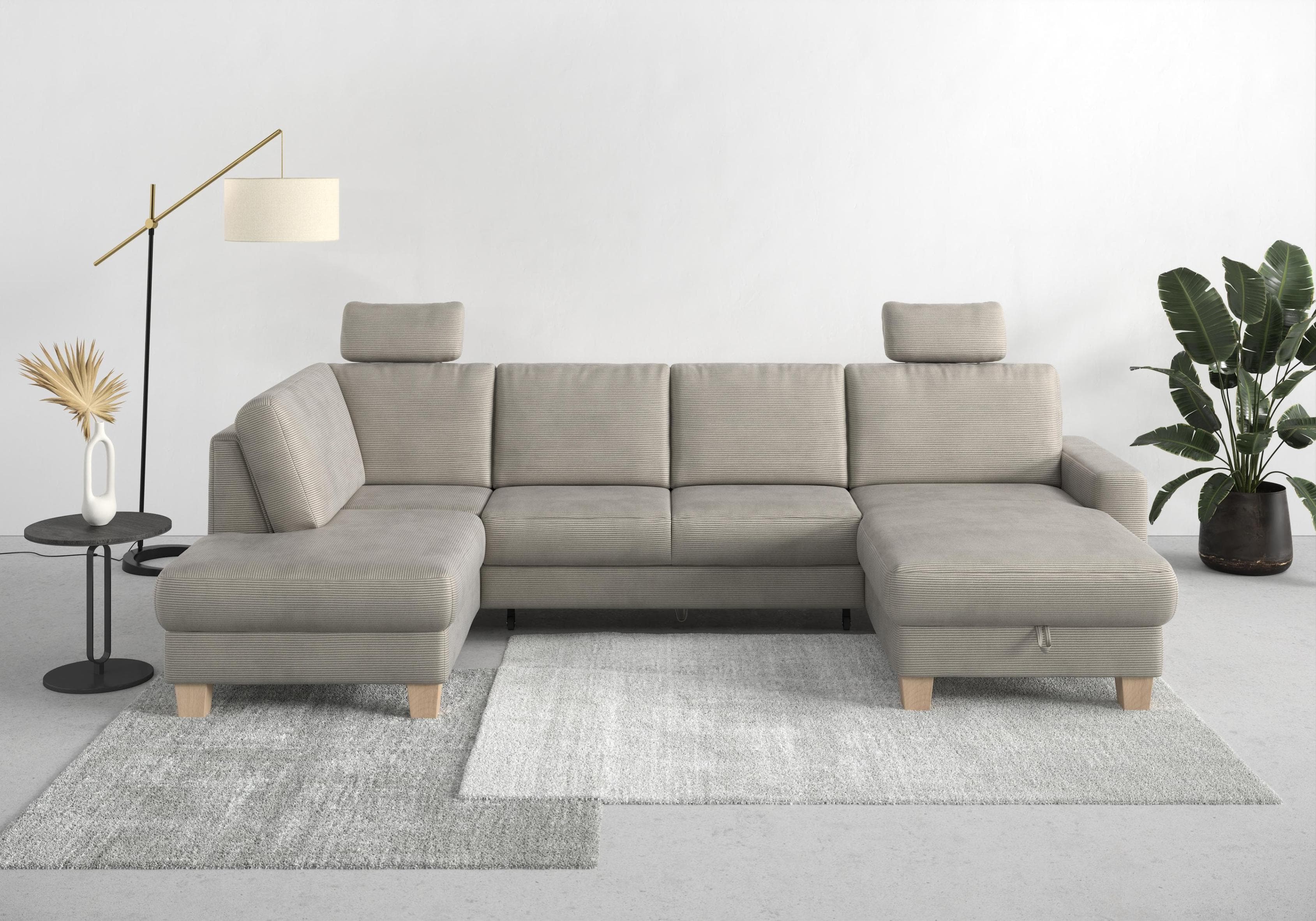Home Affaire Wohnlandschaft Summer U-Form Grau mit Bettfunktion