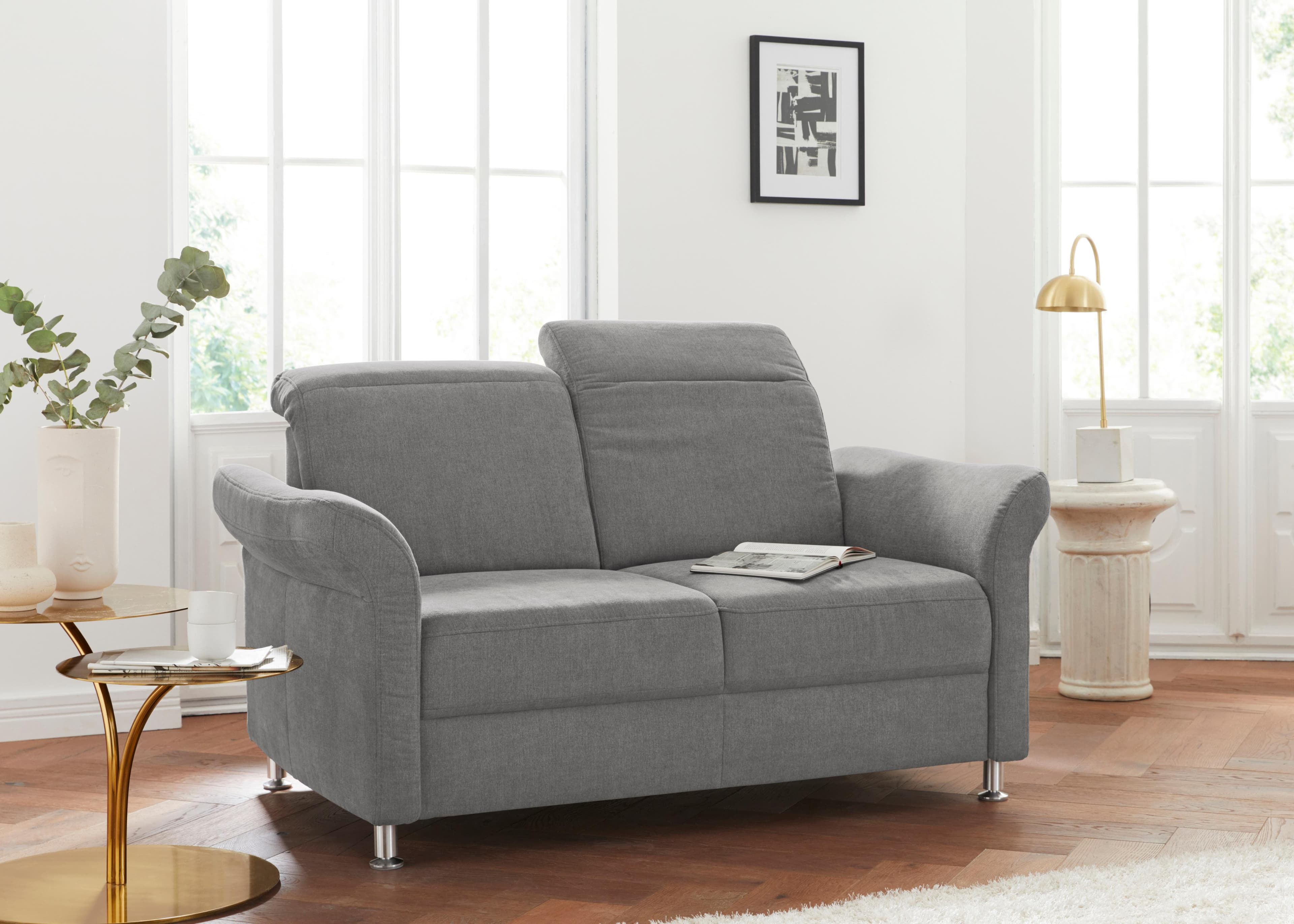 SIT & MORE Darwin 2-Sitzer Sofa Grau mit Kopfteilverstellung