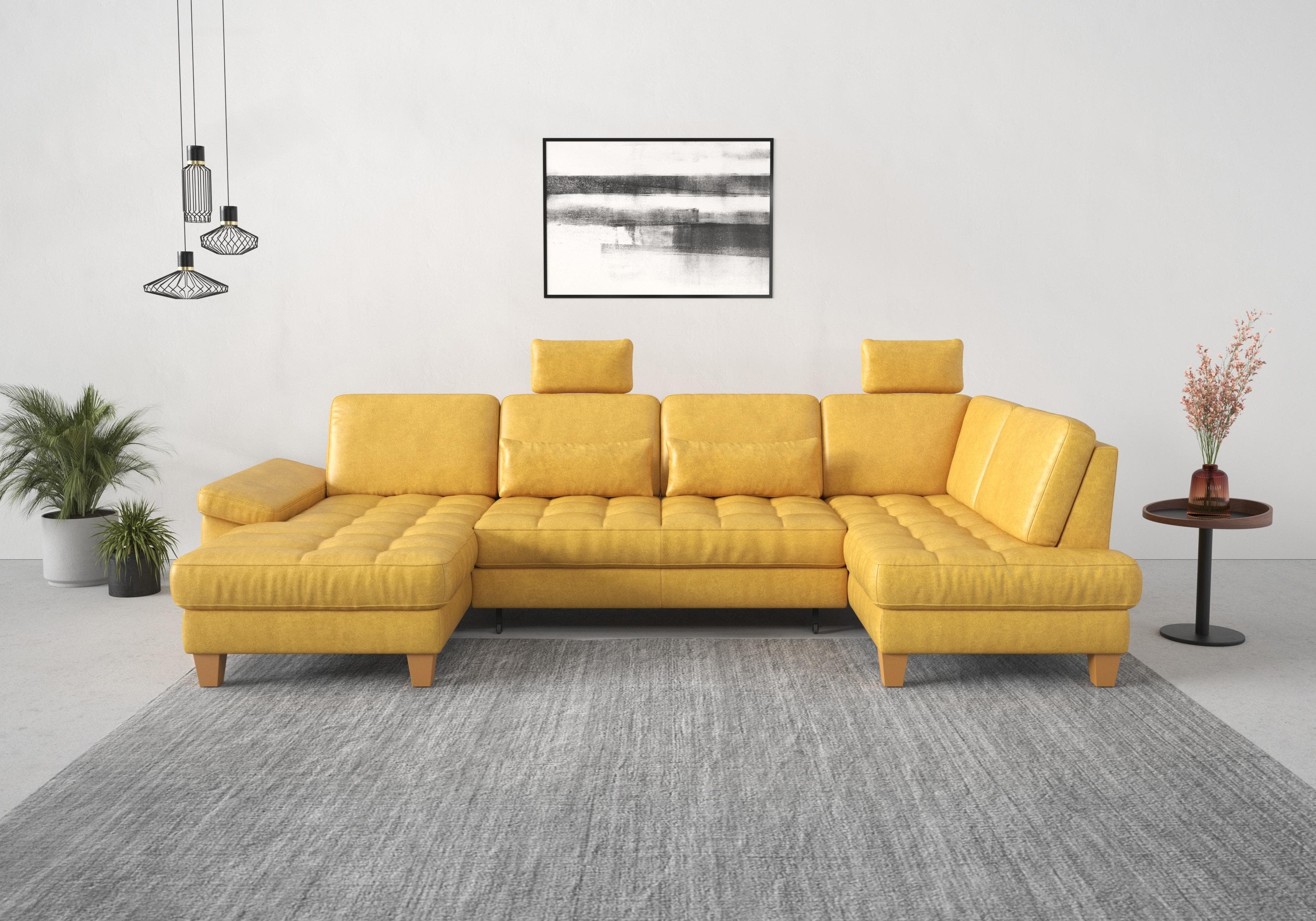 SIT & MORE Wohnlandschaft Westham U-Form Gelb mit Bettfunktion