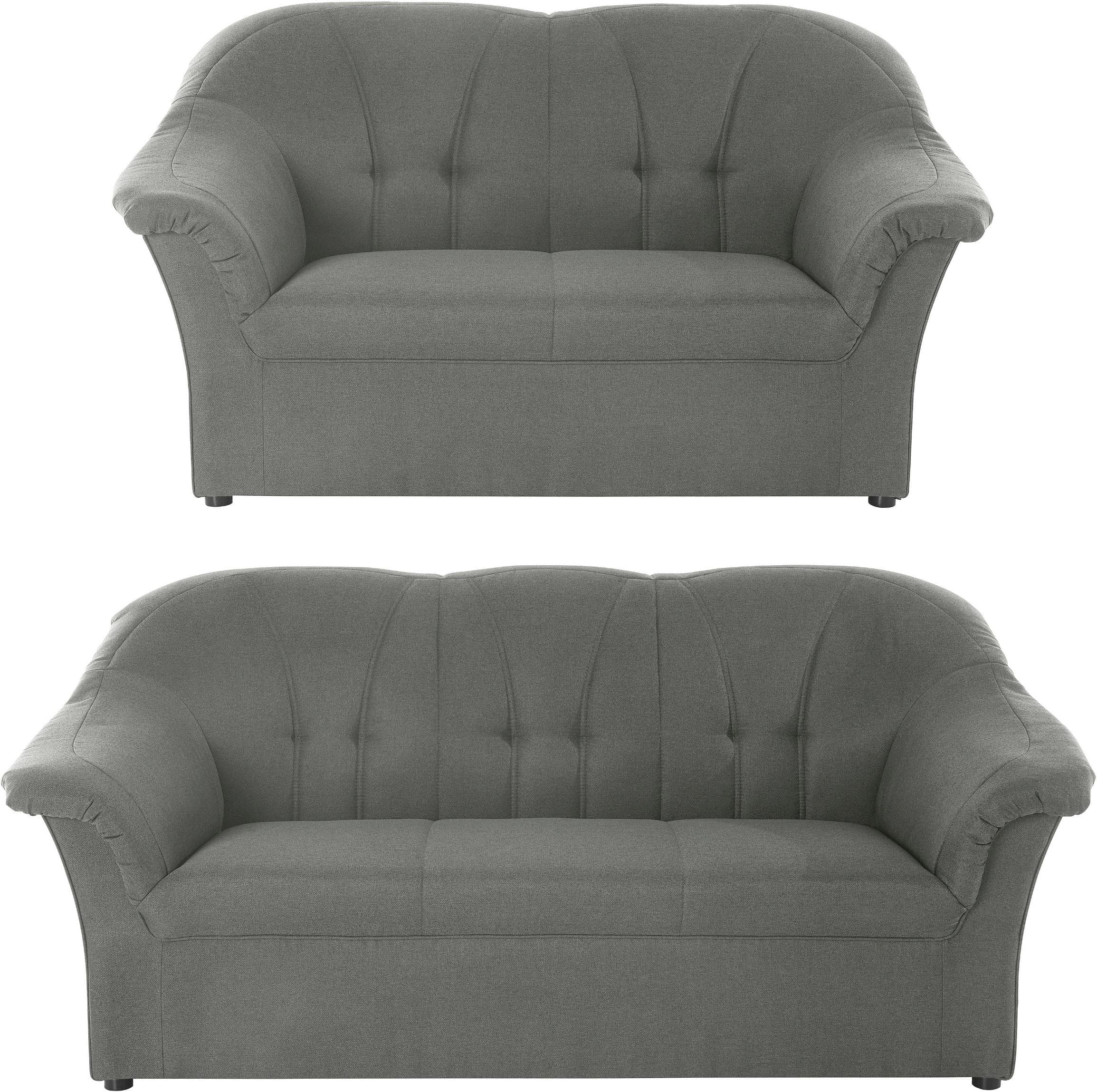 DOMO COLLECTION Polstergarnitur Pegnitz Grau 3-Sitzer & 2-Sitzer Set
