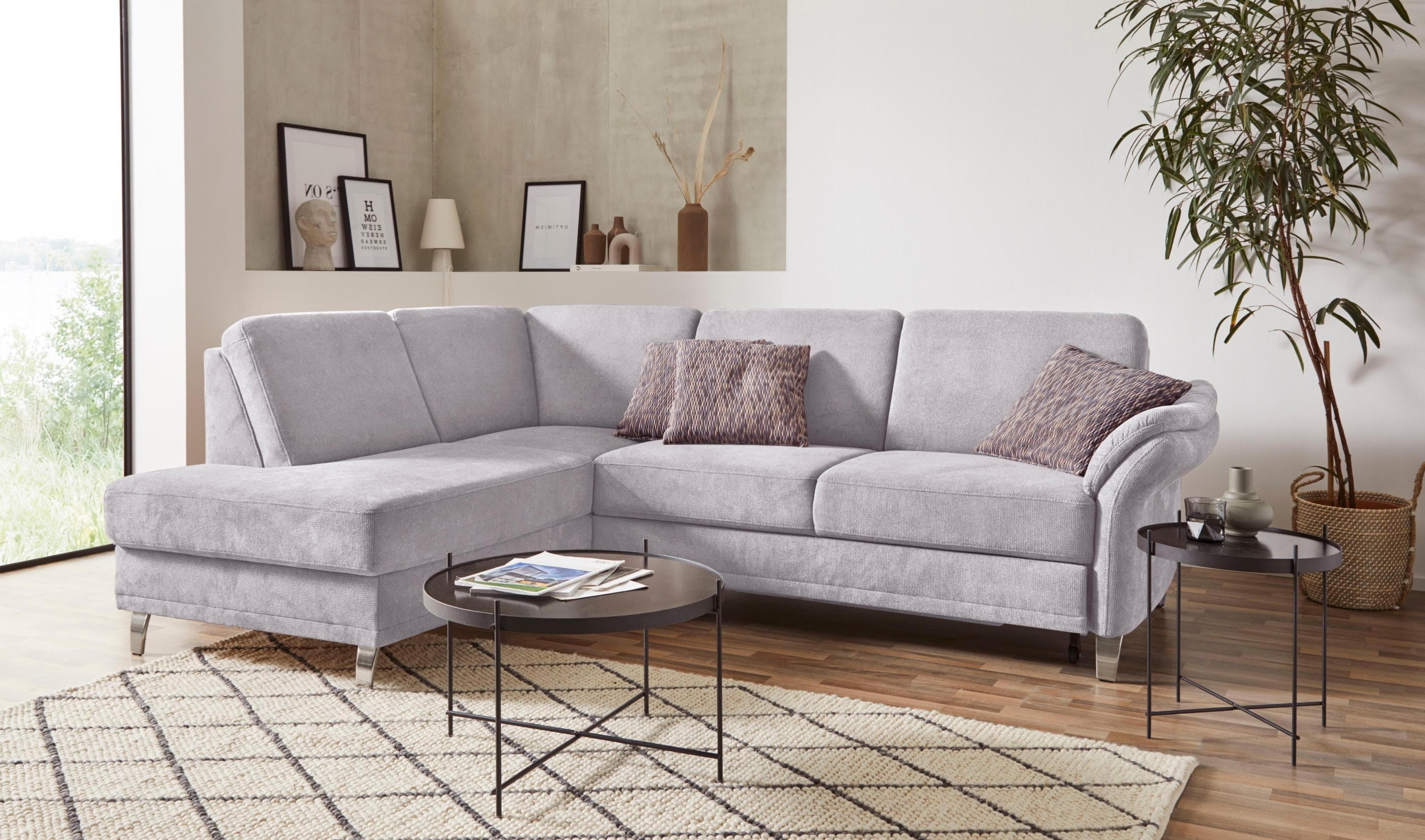 SIT & MORE Ecksofa Clio L-Form Silber Modernes Polstersofa