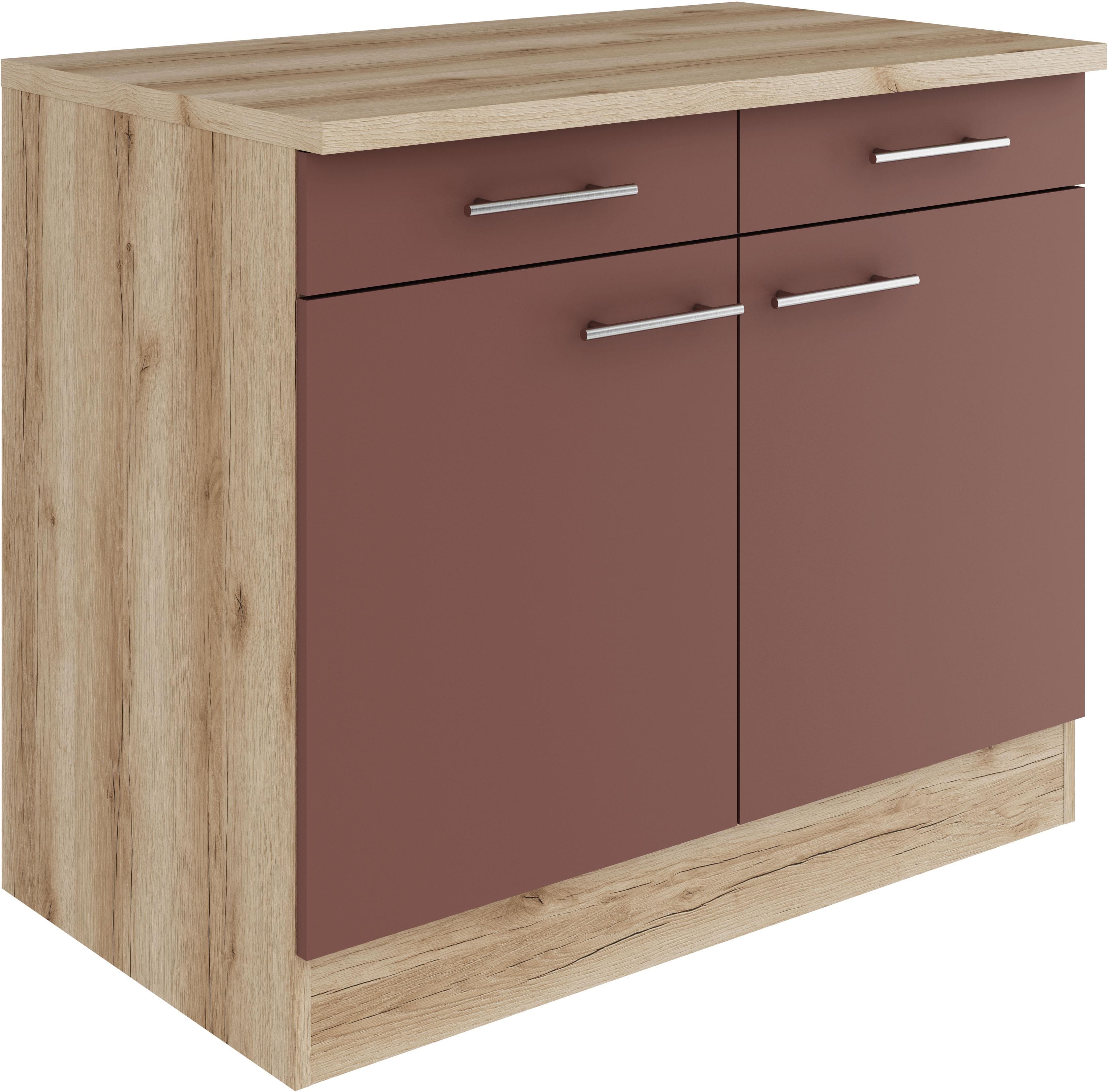 OPTIFIT Unterschrank Bella 100cm Rostrot Wildeiche mit 2 Türen