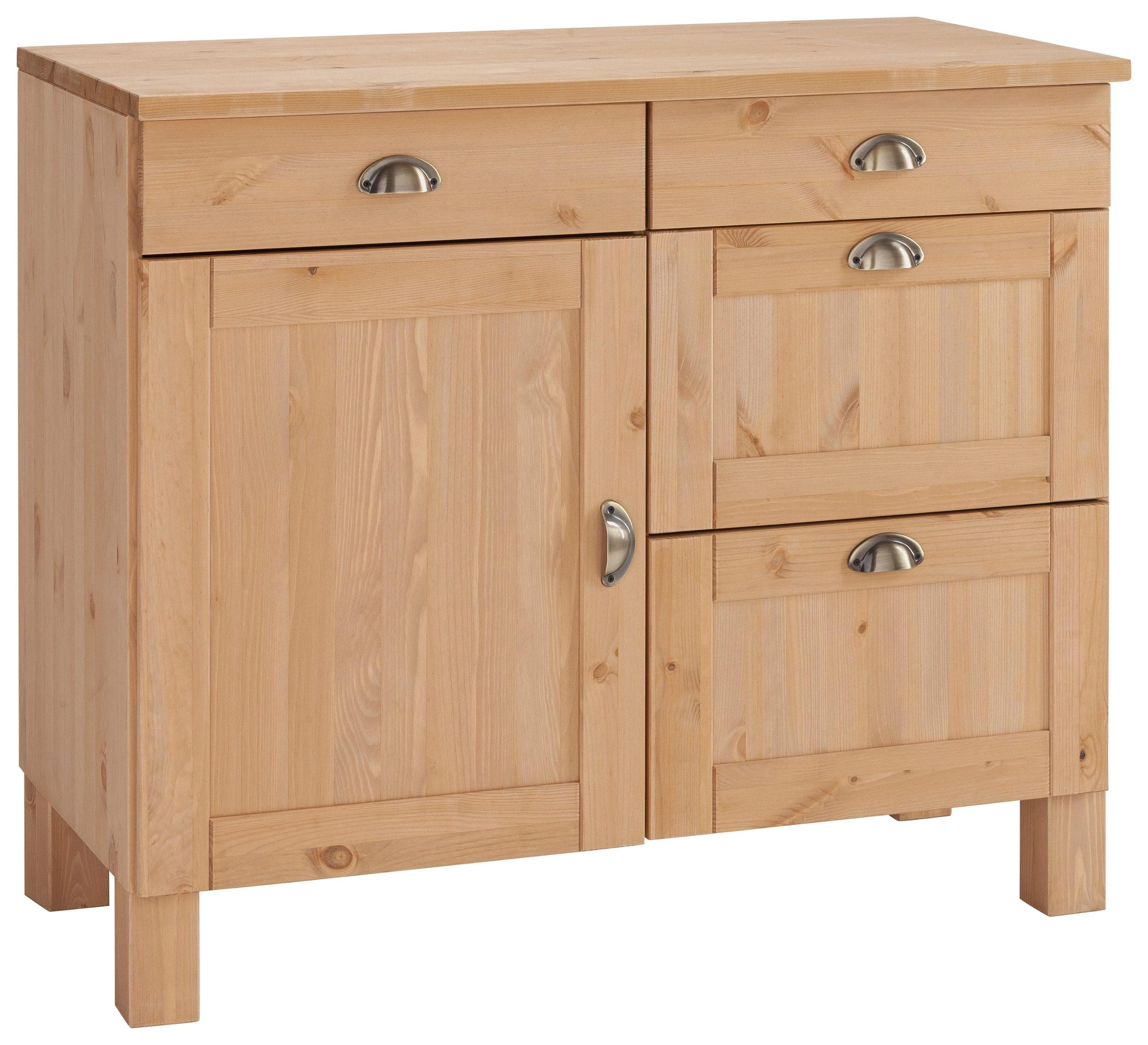 HOME AFFAIRE Oslo Unterschrank Massivholz Beige mit Arbeitsplatte