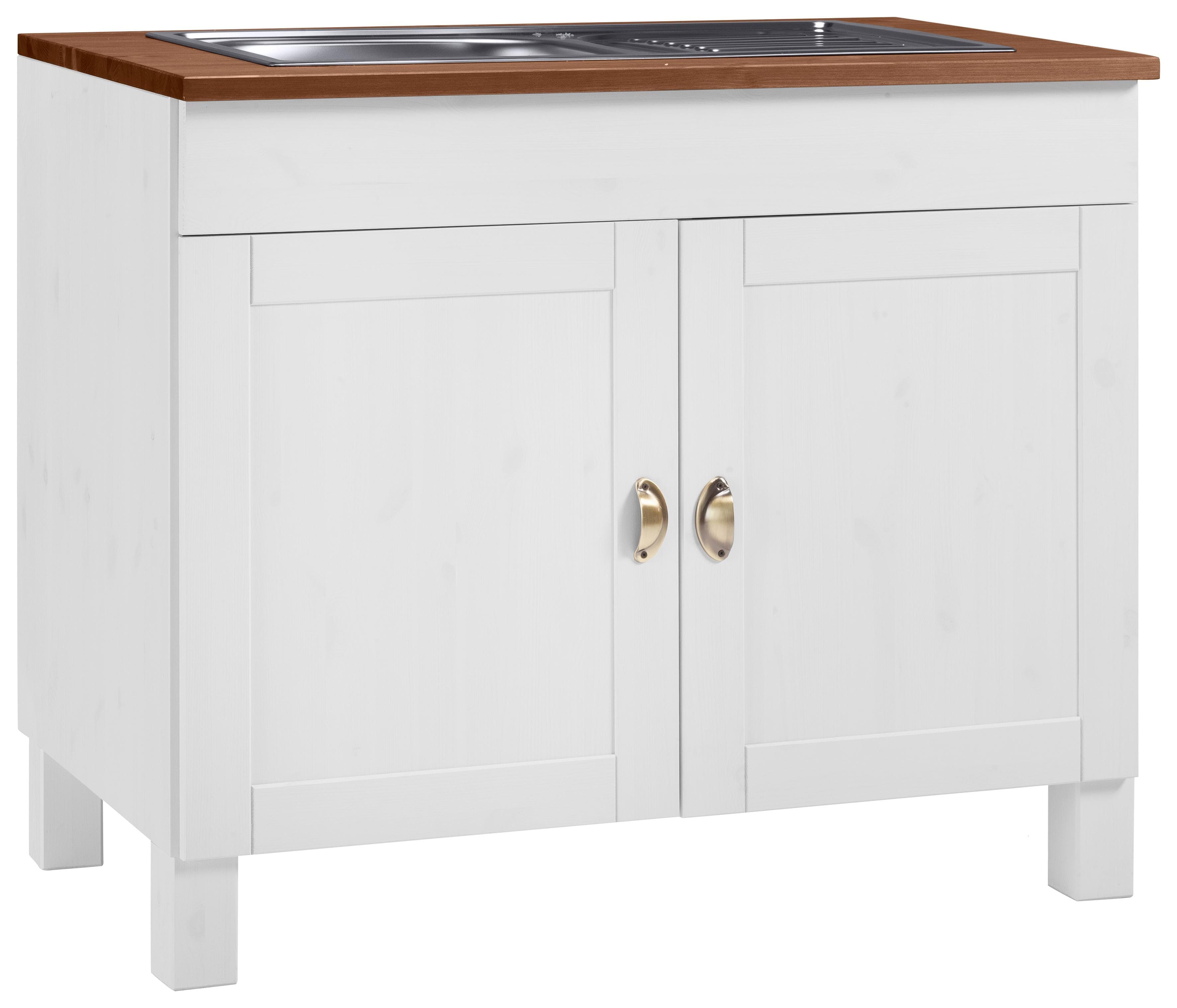 HOME AFFAIRE Oslo Spülenschrank Massivholz Beige/Gelb