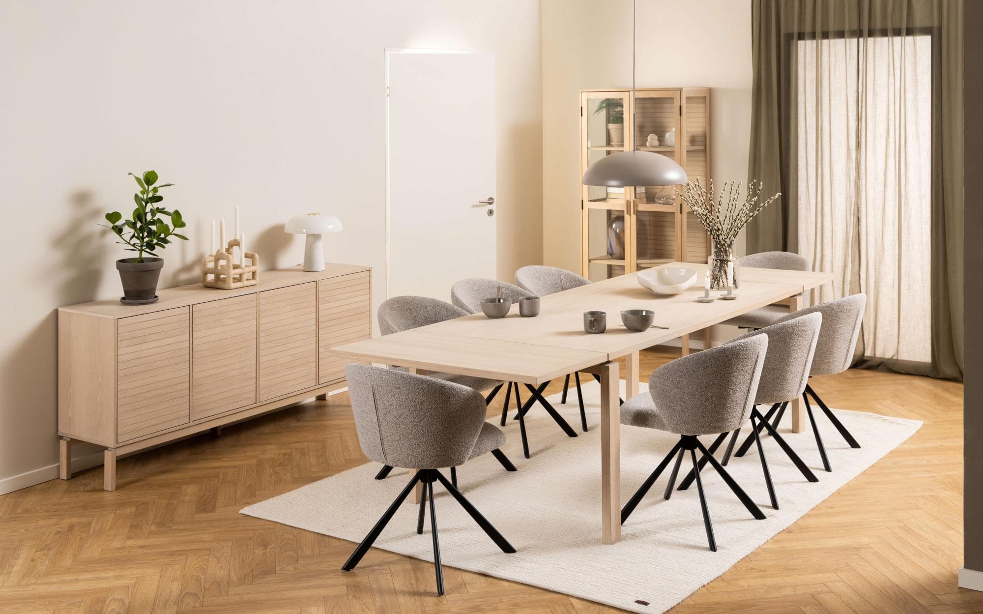 Esstisch ACTONA GROUP Linley Tisch Weiß Eichenfurnier Geölt