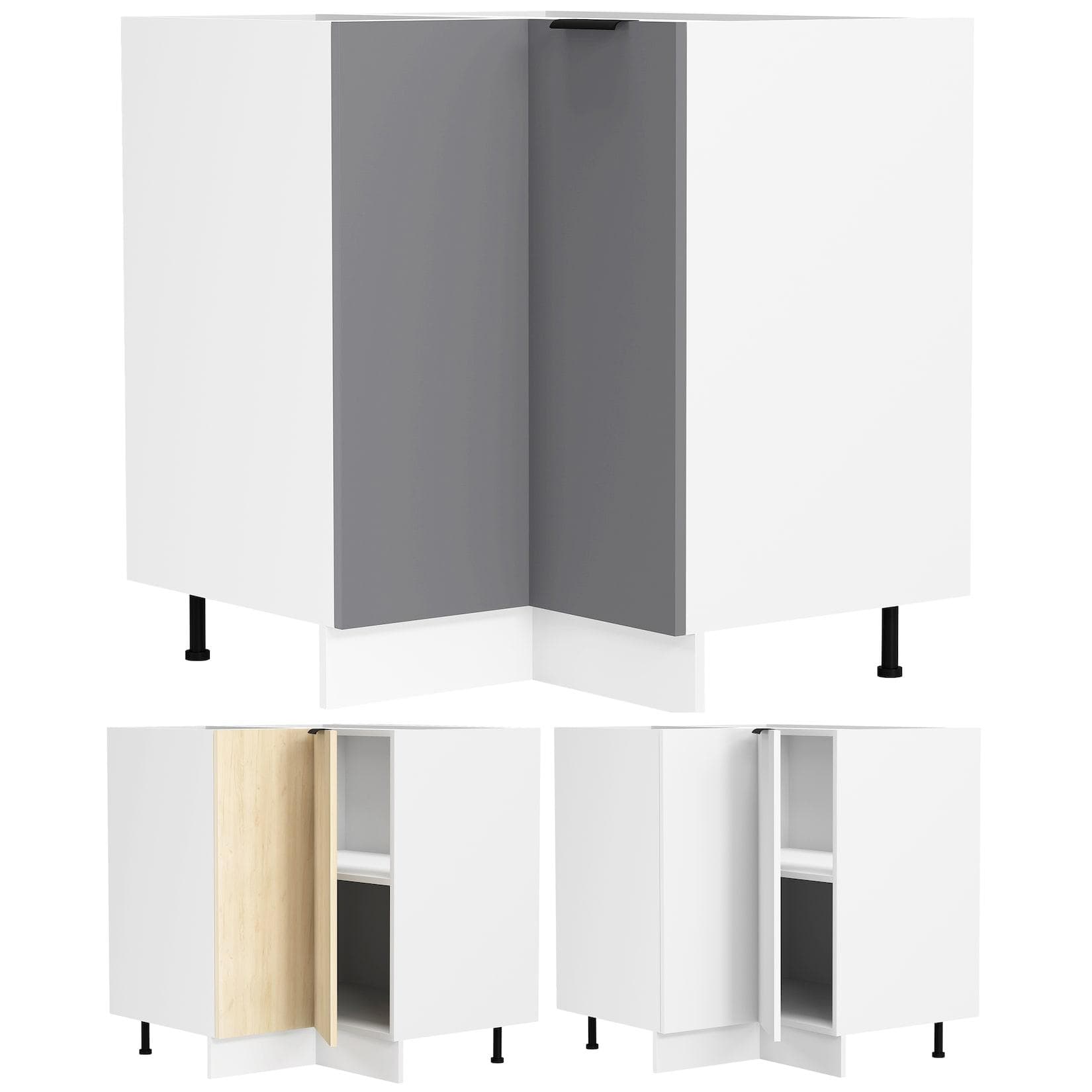 VCM Eckschrank Küchenschrank Fasola Braun/Weiß
