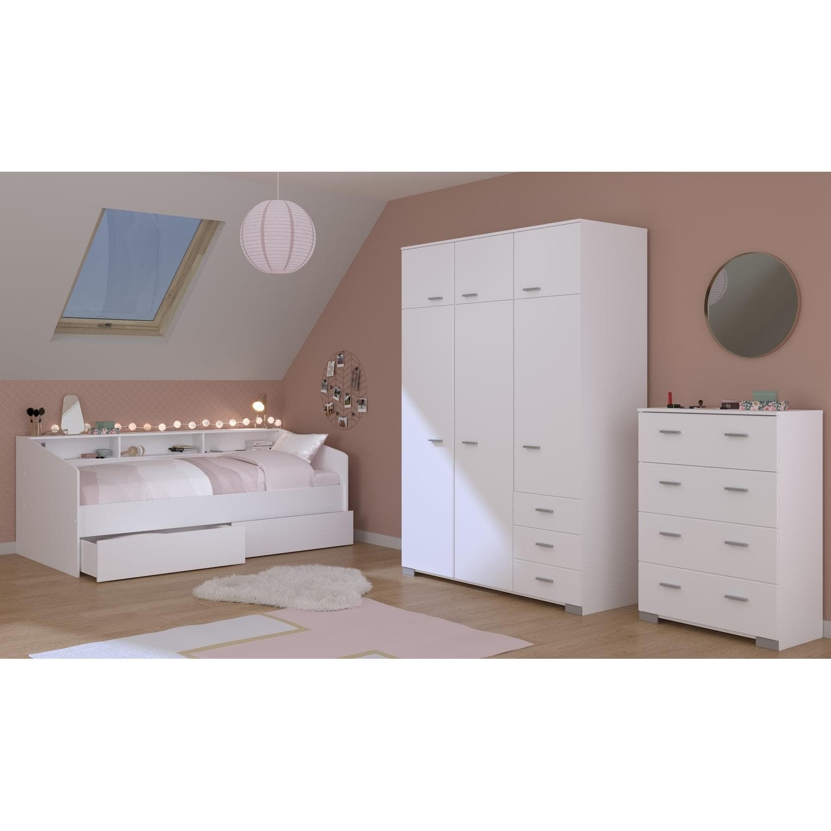 Parisot Jugendzimmer-Set Sleep 41 Weiß 4-tlg. mit Stauraumbett