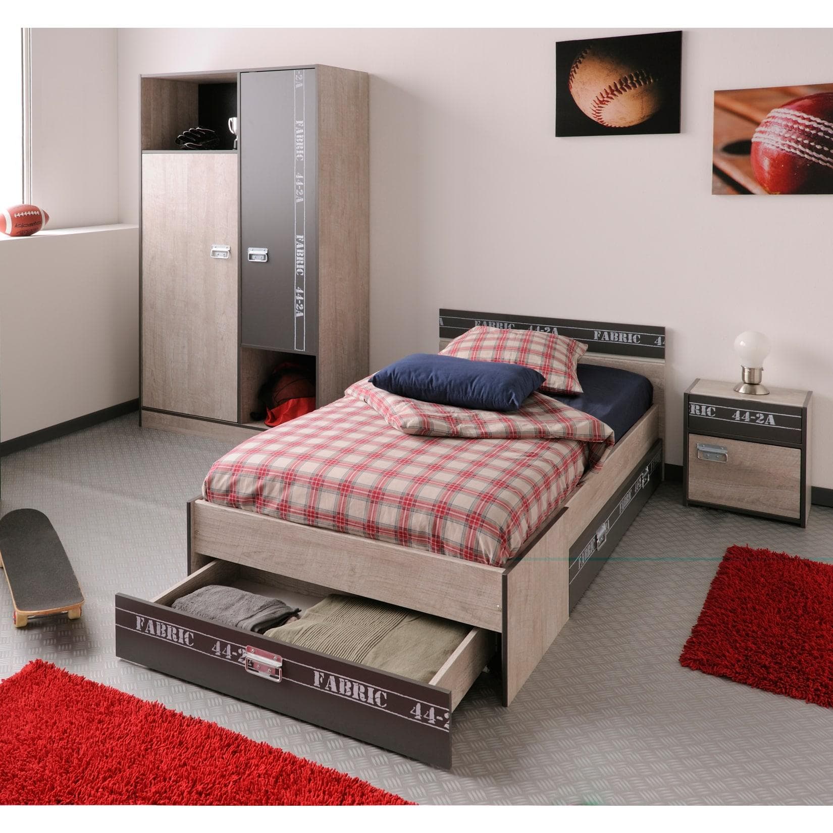 Parisot Kinder- und Jugendzimmer 3-tlg Fabric 2 Esche-grau