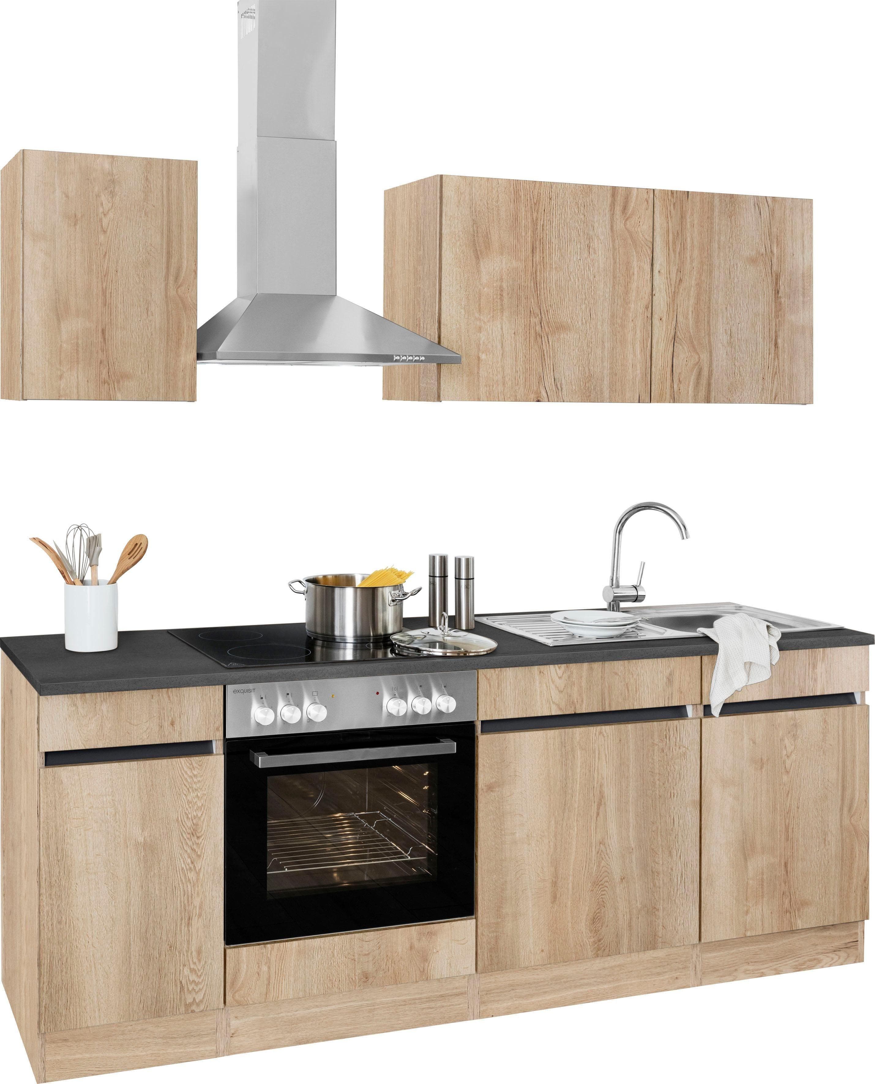 Optifit Küchenzeile Roth Beige Wildeiche Arbeitsplatte Anthrazit