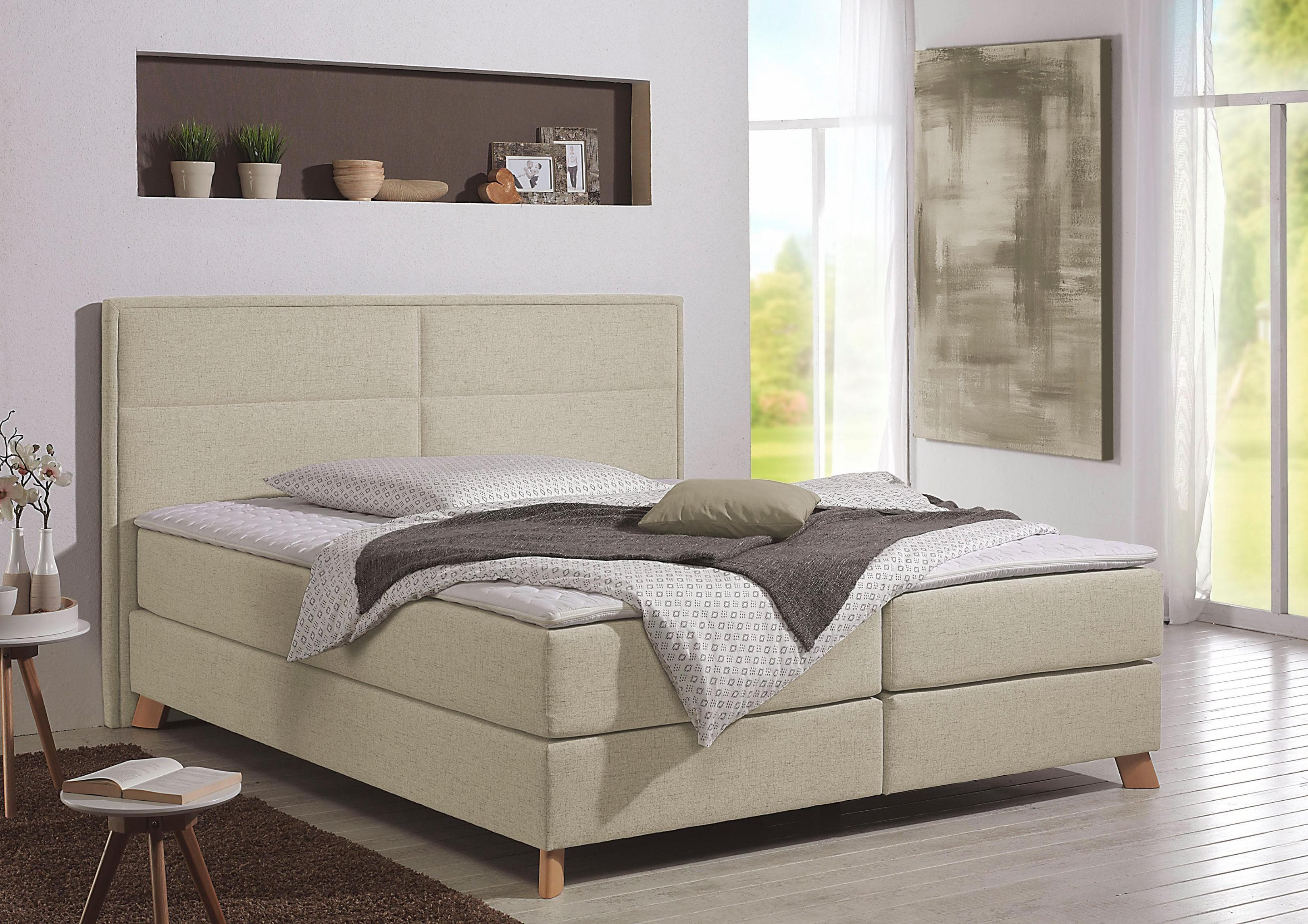Home Affaire Boxspringbett Caria Beige mit Topper
