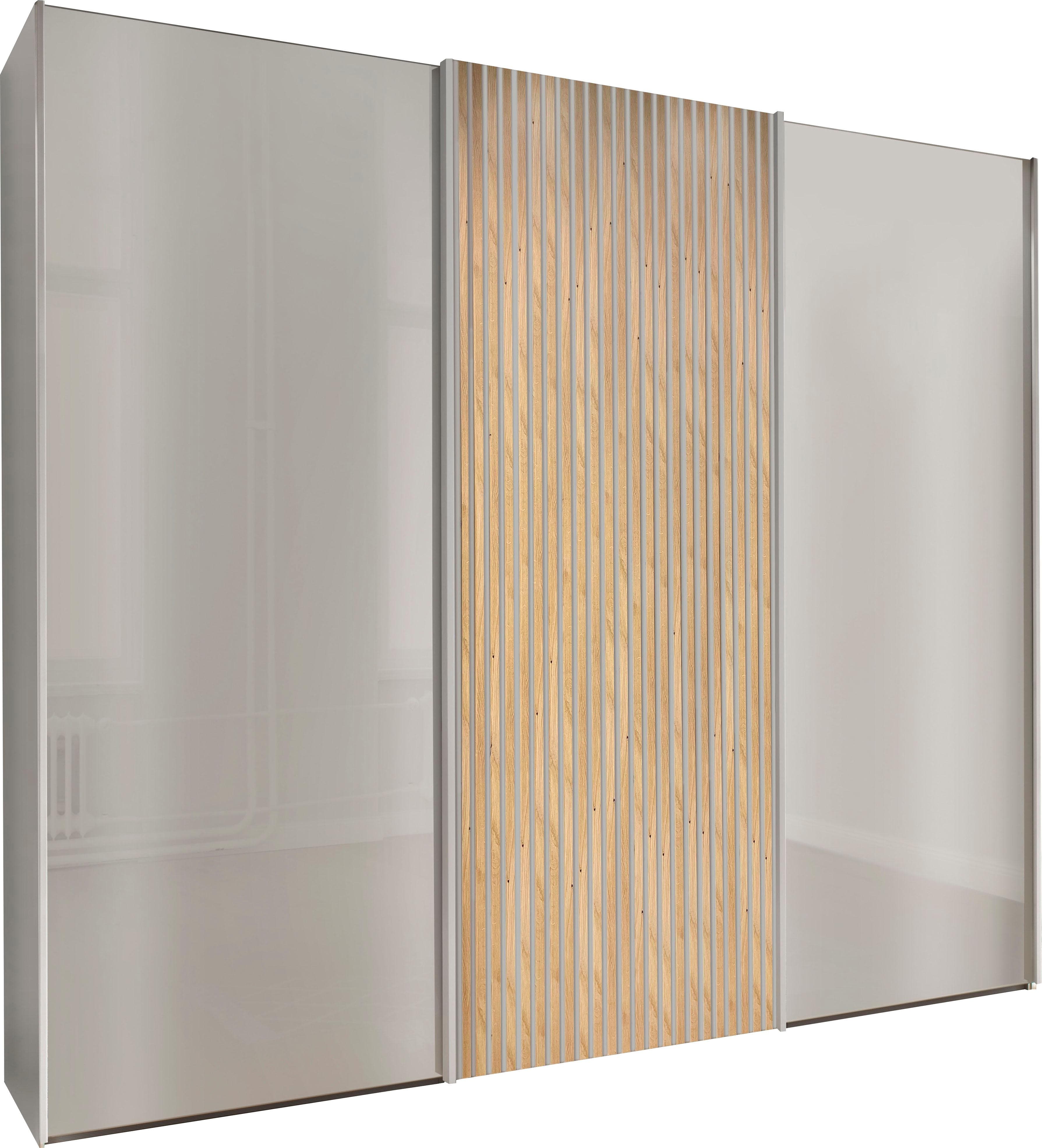 WIEMANN Schwebetürenschrank Denver 3-tlg. Beige Glas Holzwerkstoff