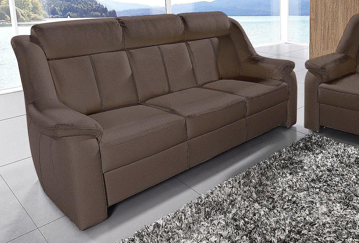 SIT & MORE Basel 3-Sitzer Sofa Braun Luxus-Microfaser