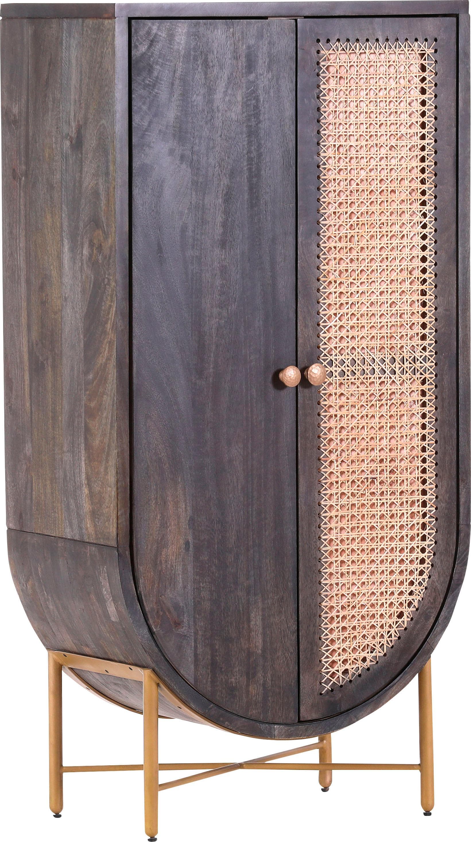 GUTMANN FACTORY Mehrzweckschrank Venice Schwarz mit Wiener Geflecht