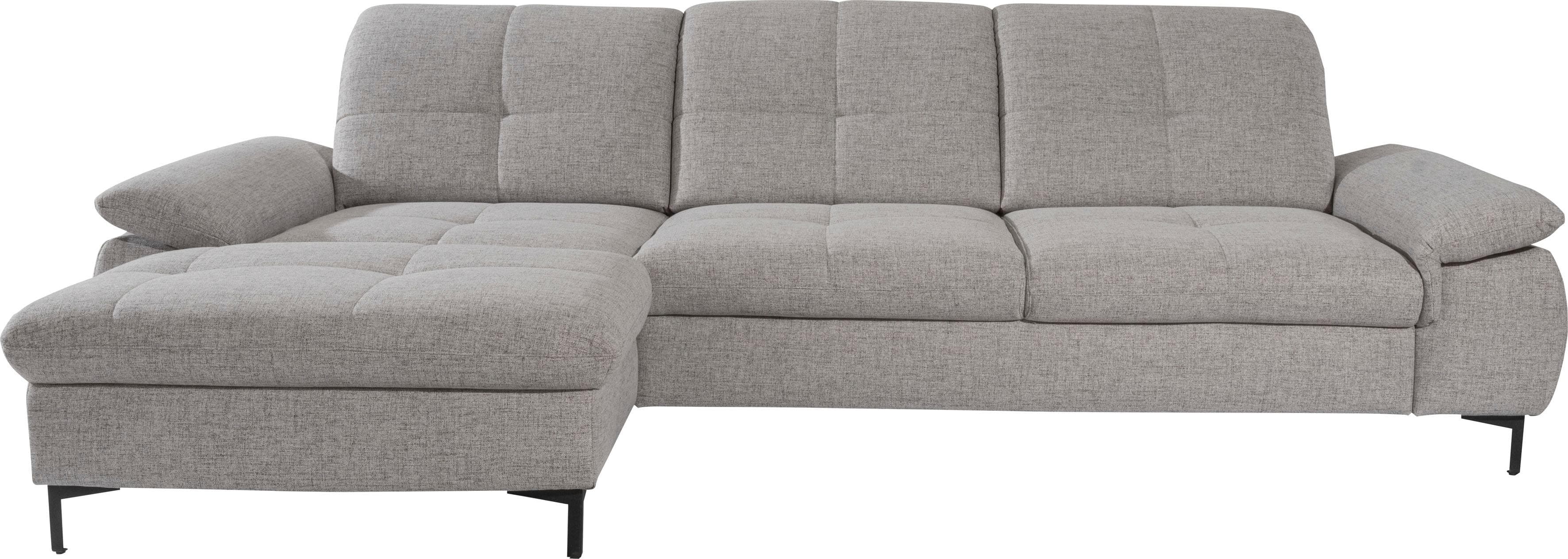 Ecksofa ALINA Melina Grau Recamiere links mit Bettkasten