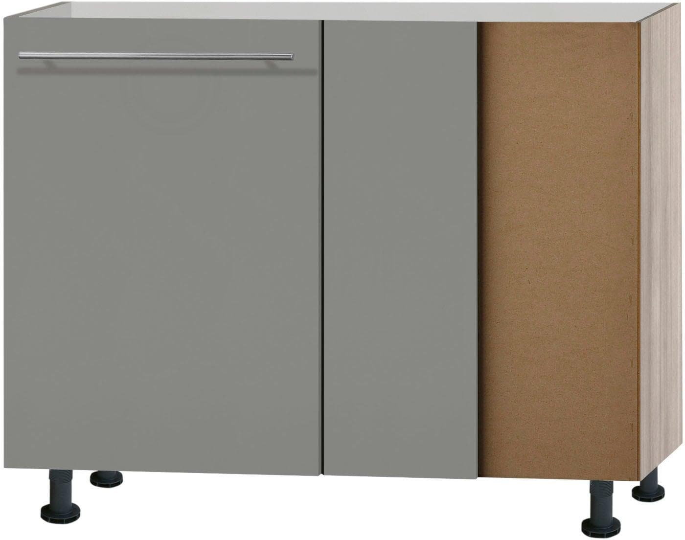 OPTIFIT Eckunterschrank Bern Grau Modern mit höhenverstellbaren Füßen