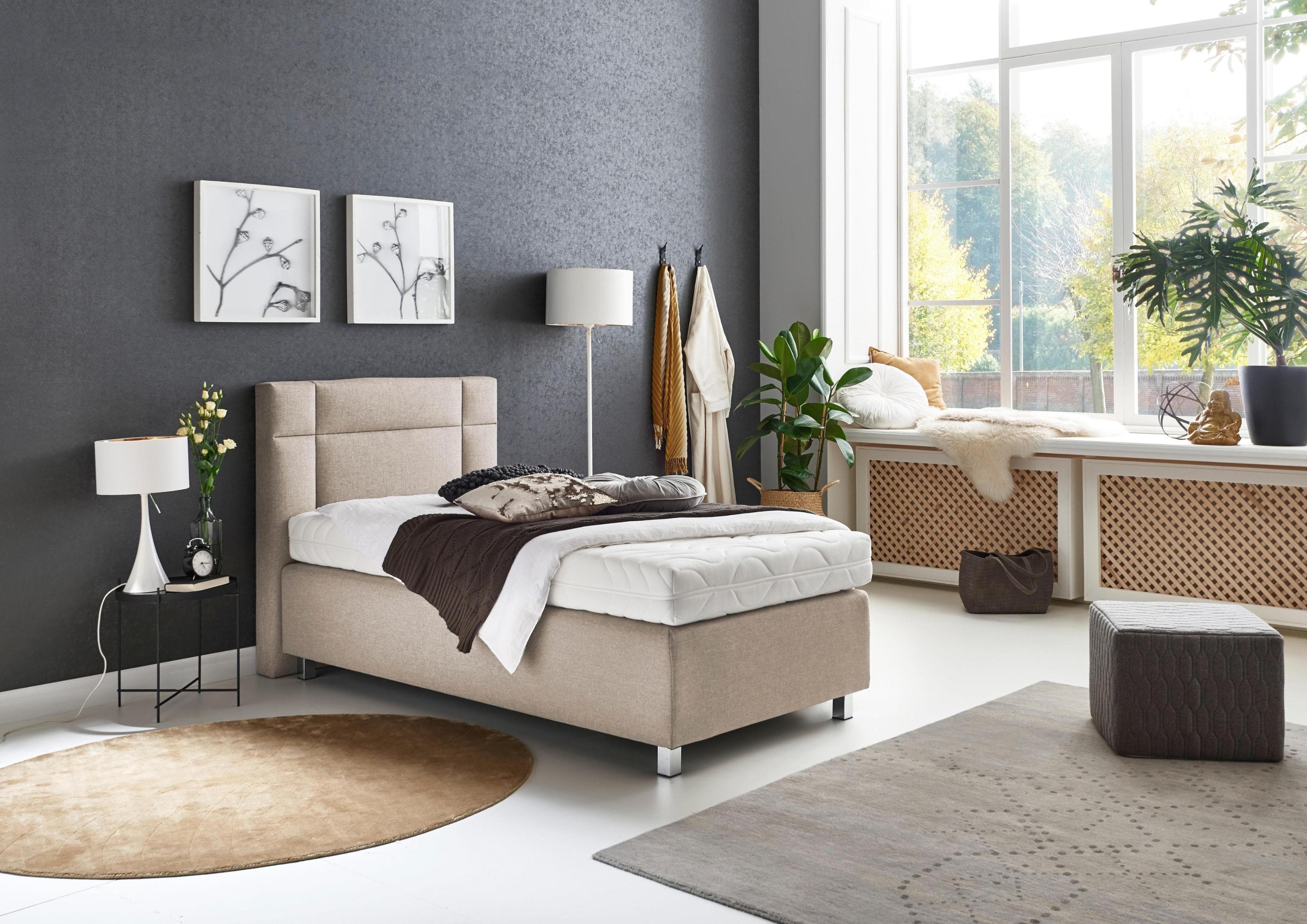Westfalia Schlafkomfort Boxspringbett Beige Bonnell-Federkernmatratze H2
