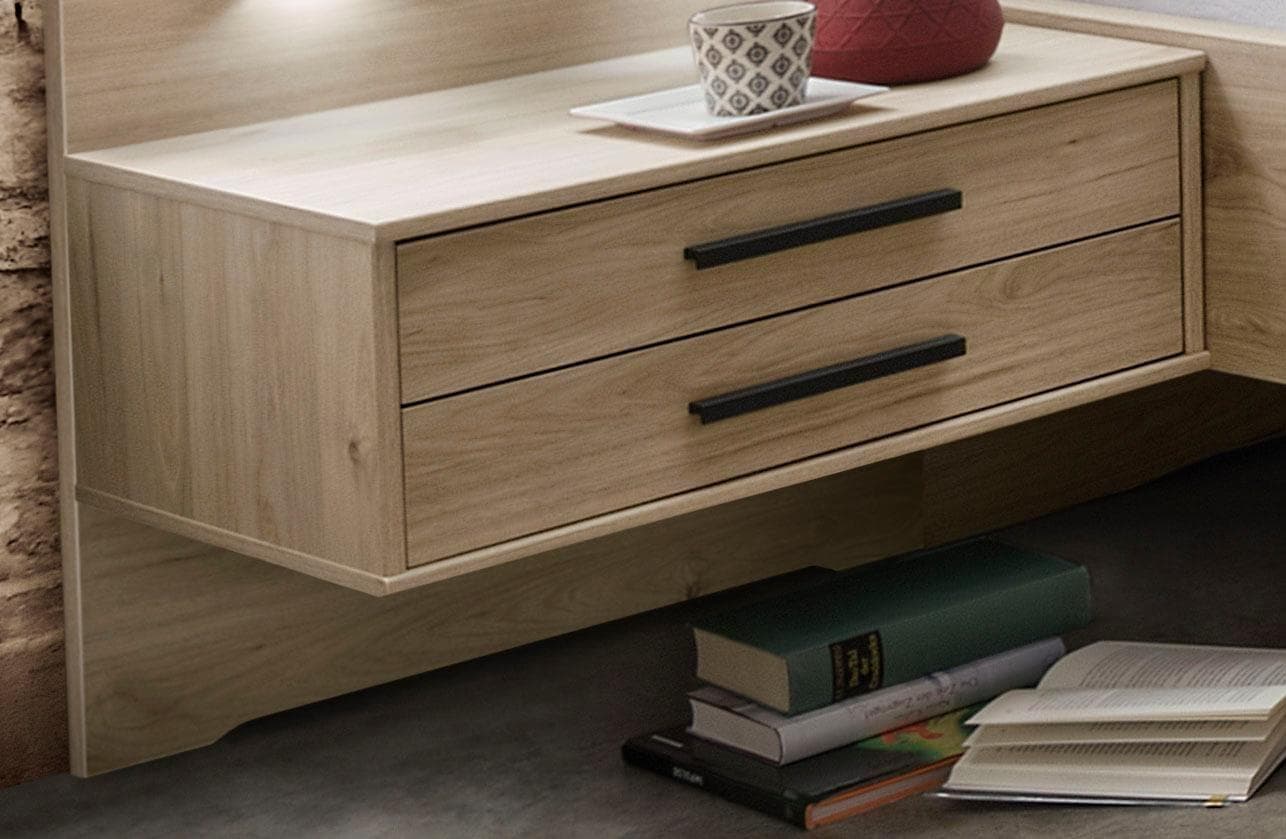 WIEMANN Nachttisch Brüssel Beige Schwebende Optik 2 Schubkästen